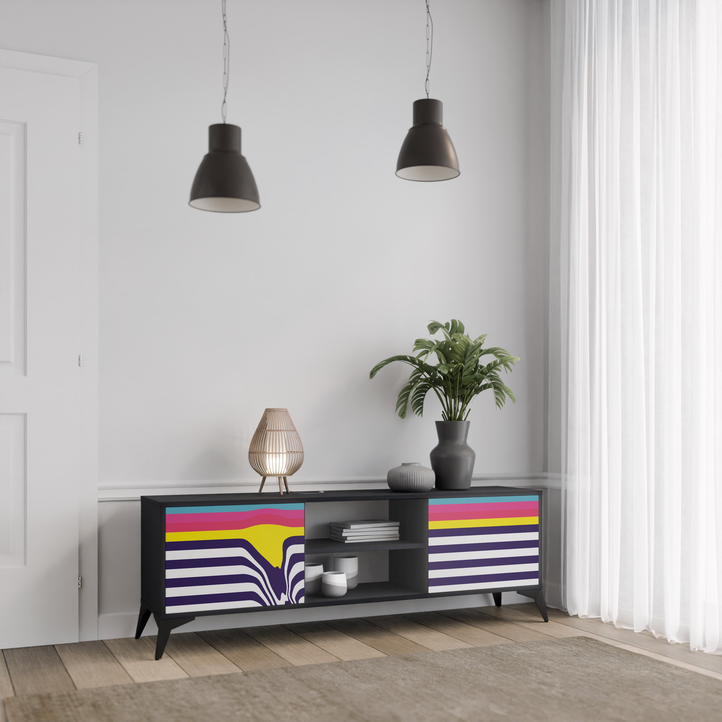 COLORFUL DIVERSION Szafka RTV 2-drzwiowa korpus Czarny