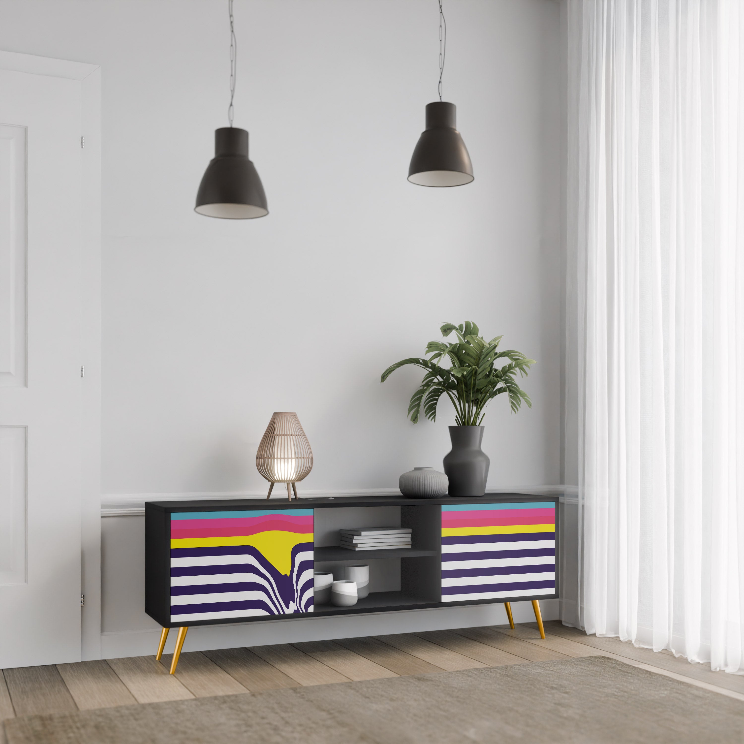 COLORFUL DIVERSION Szafka RTV 2-drzwiowa korpus Czarny
