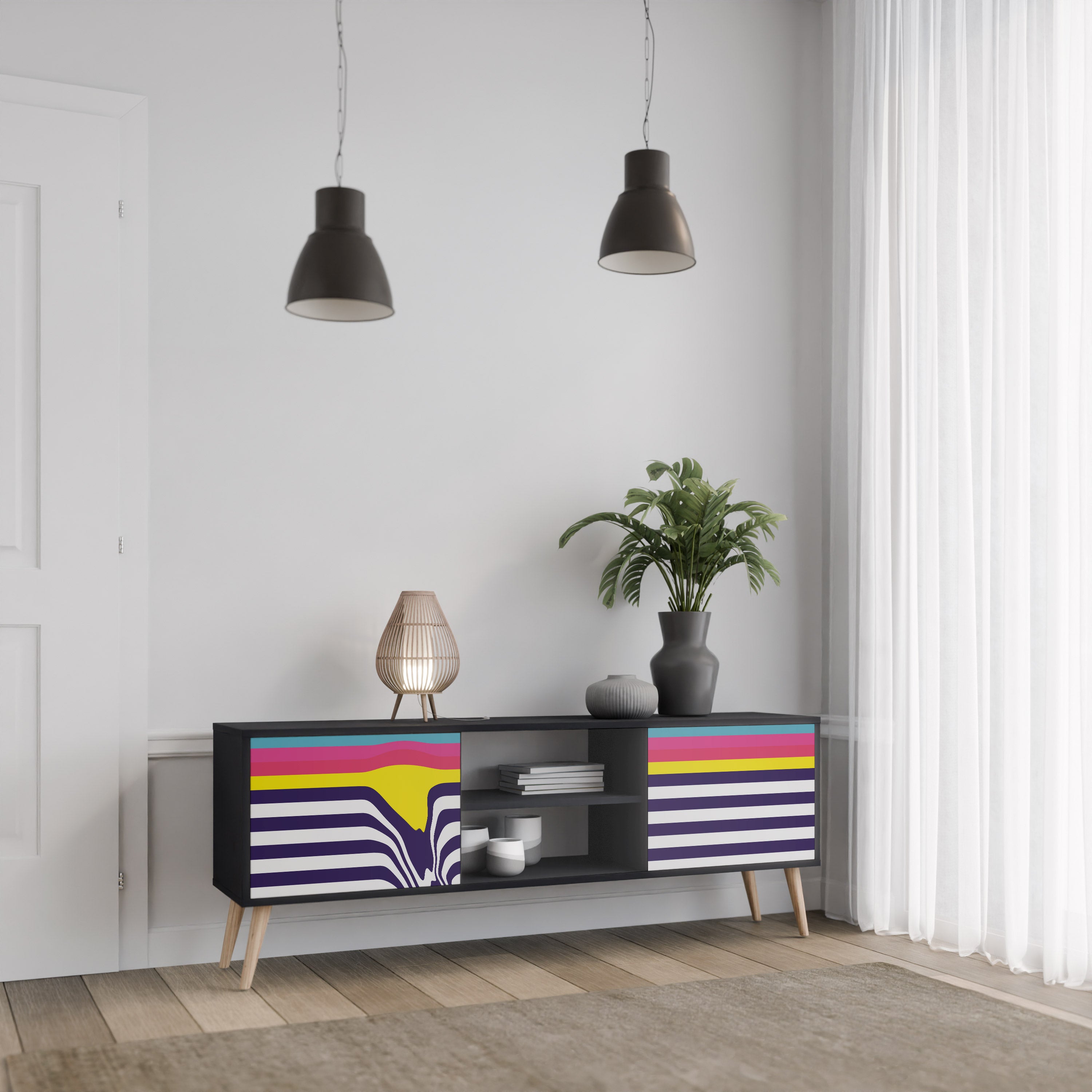 COLORFUL DIVERSION Szafka RTV 2-drzwiowa korpus Czarny