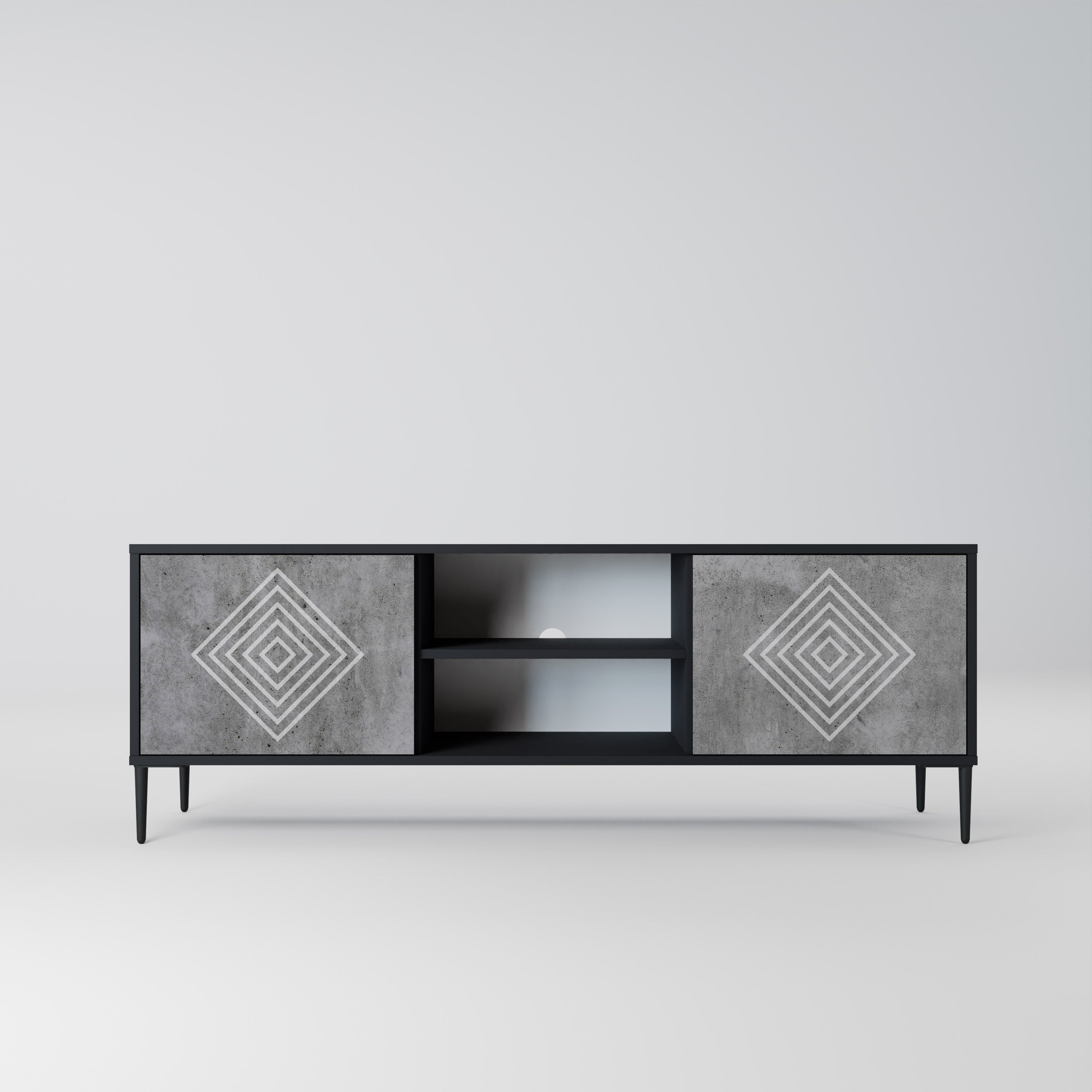 POLYGONAL ARTISTRY Szafka RTV 2-drzwiowa korpus Czarny
