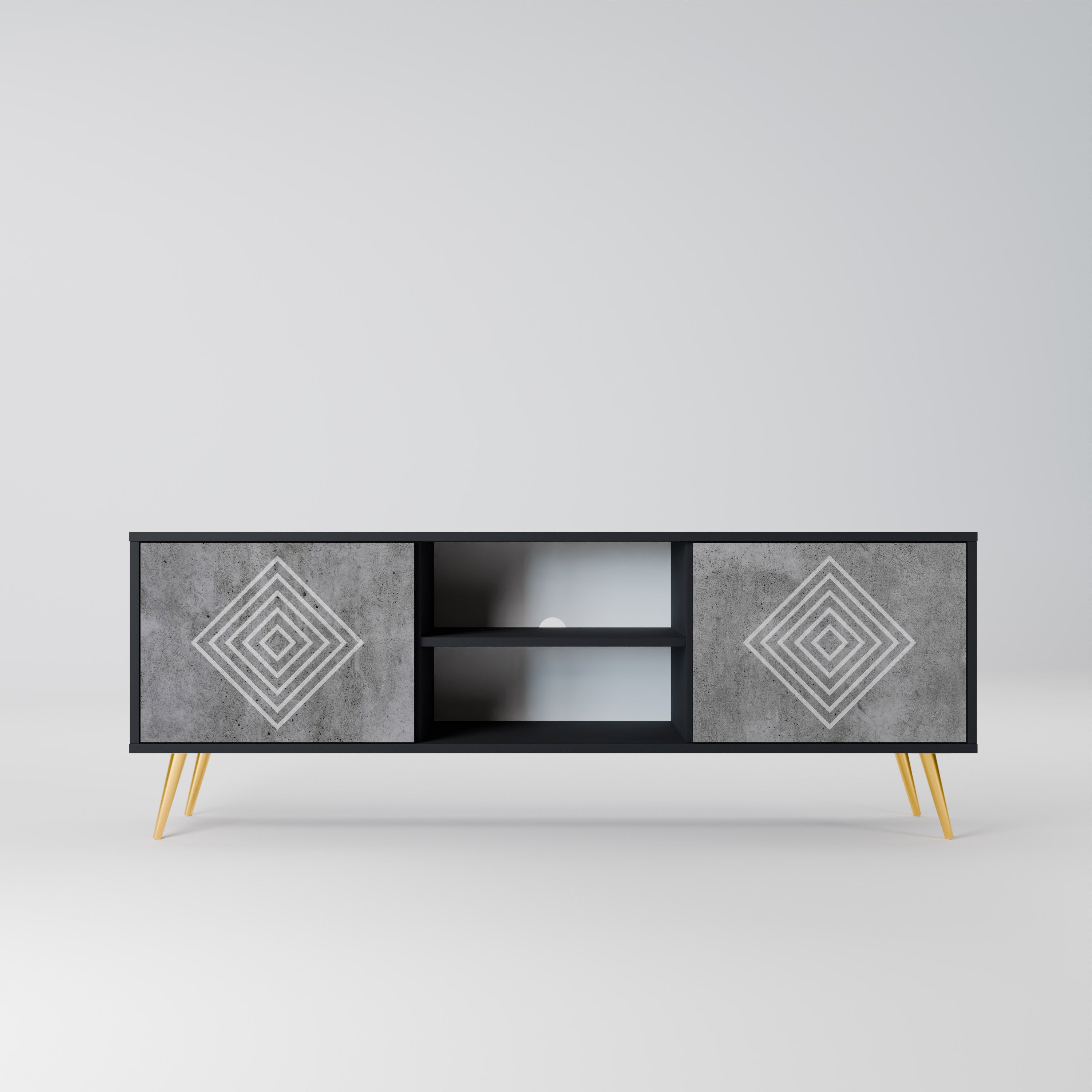 POLYGONAL ARTISTRY Szafka RTV 2-drzwiowa korpus Czarny