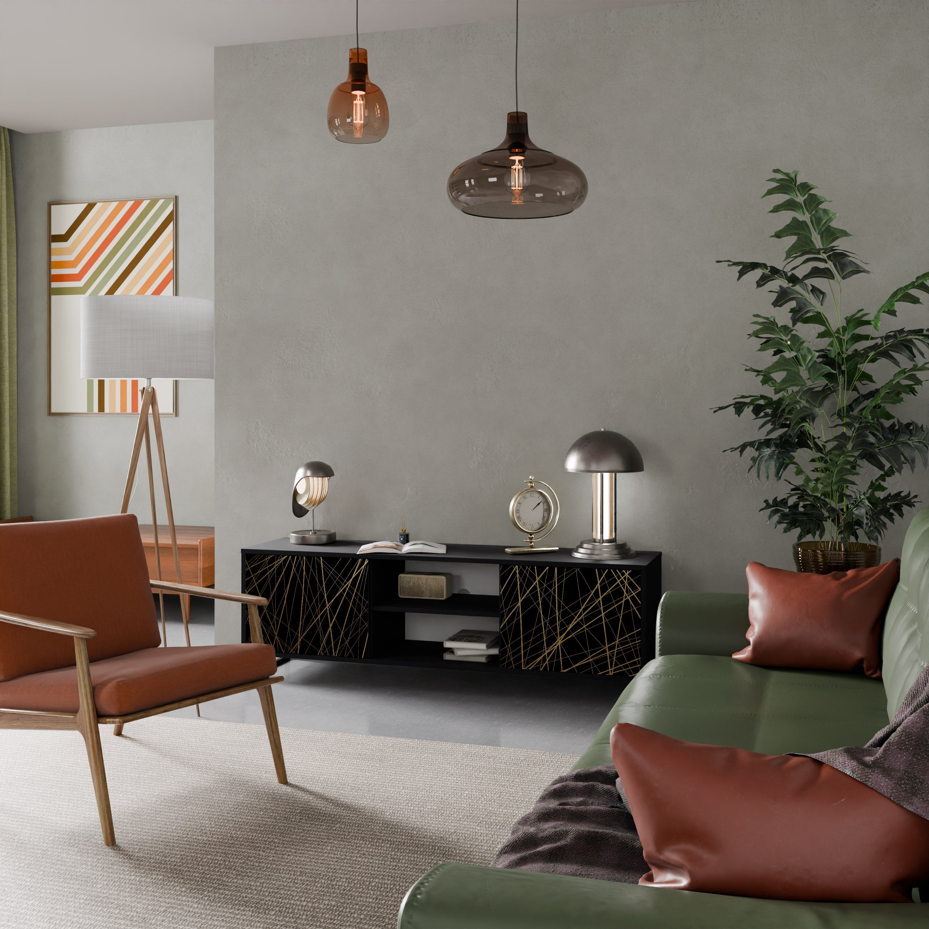 BRIGHT MESH Szafka RTV 2-drzwiowa korpus Czarny