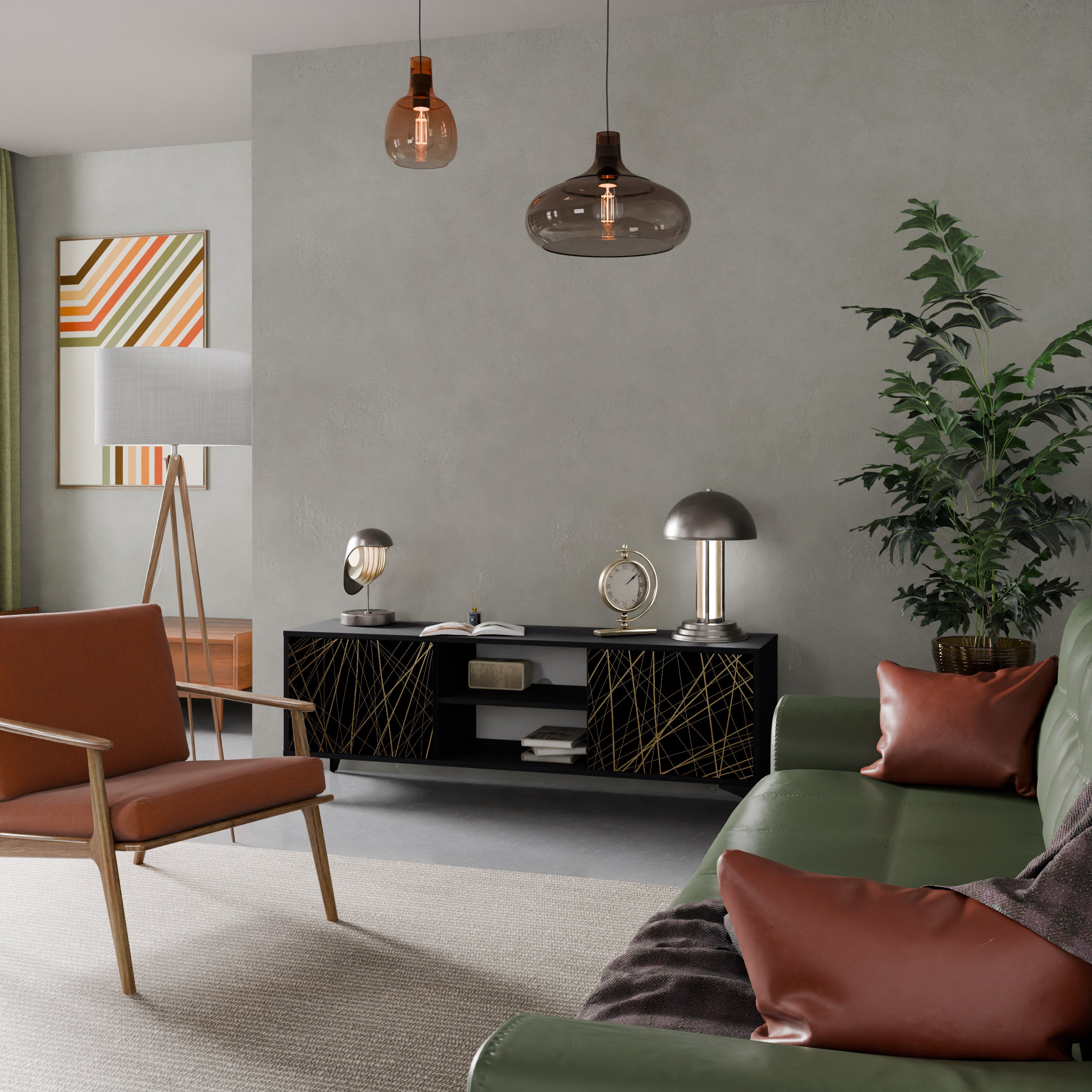 BRIGHT MESH Szafka RTV 2-drzwiowa korpus Czarny