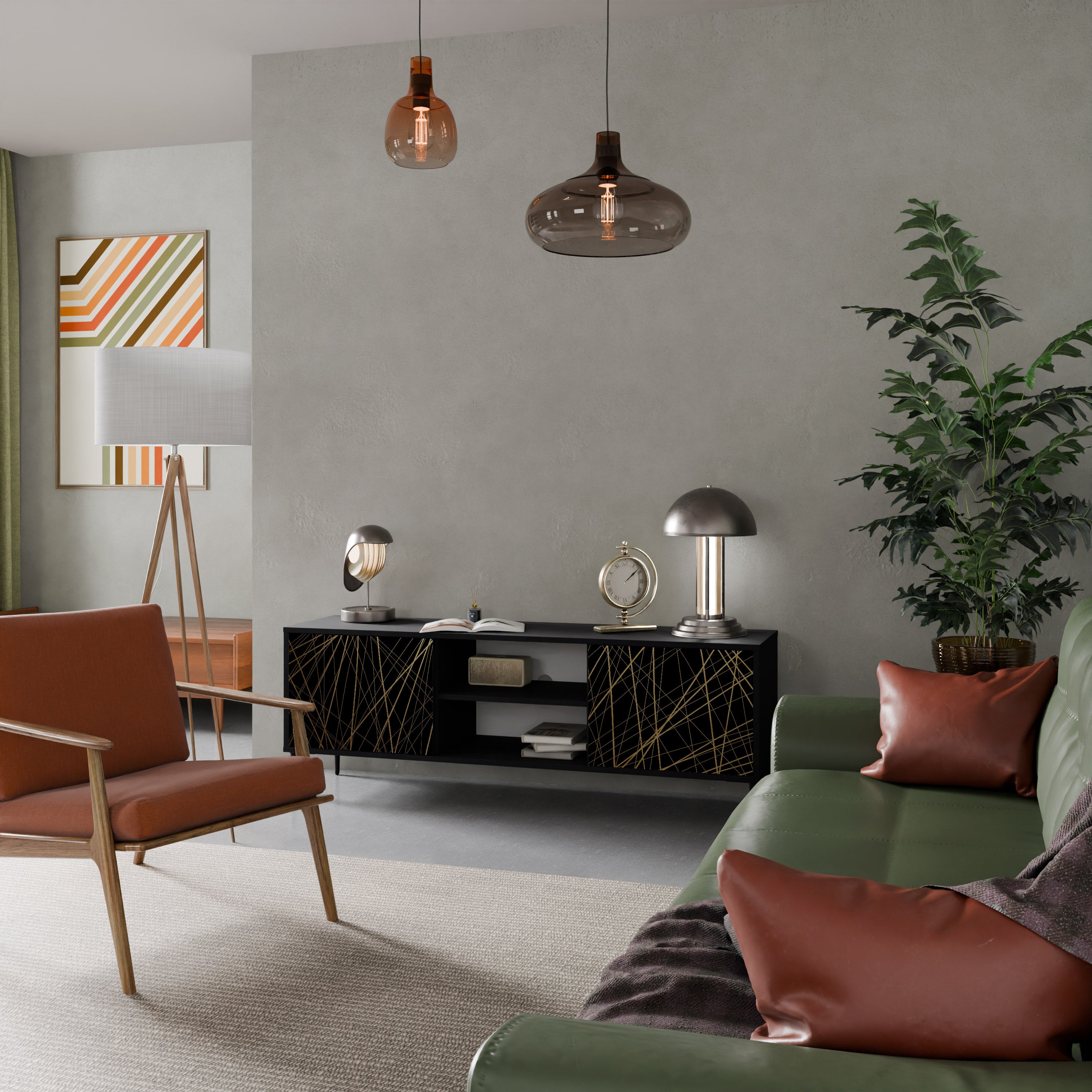 BRIGHT MESH Szafka RTV 2-drzwiowa korpus Czarny