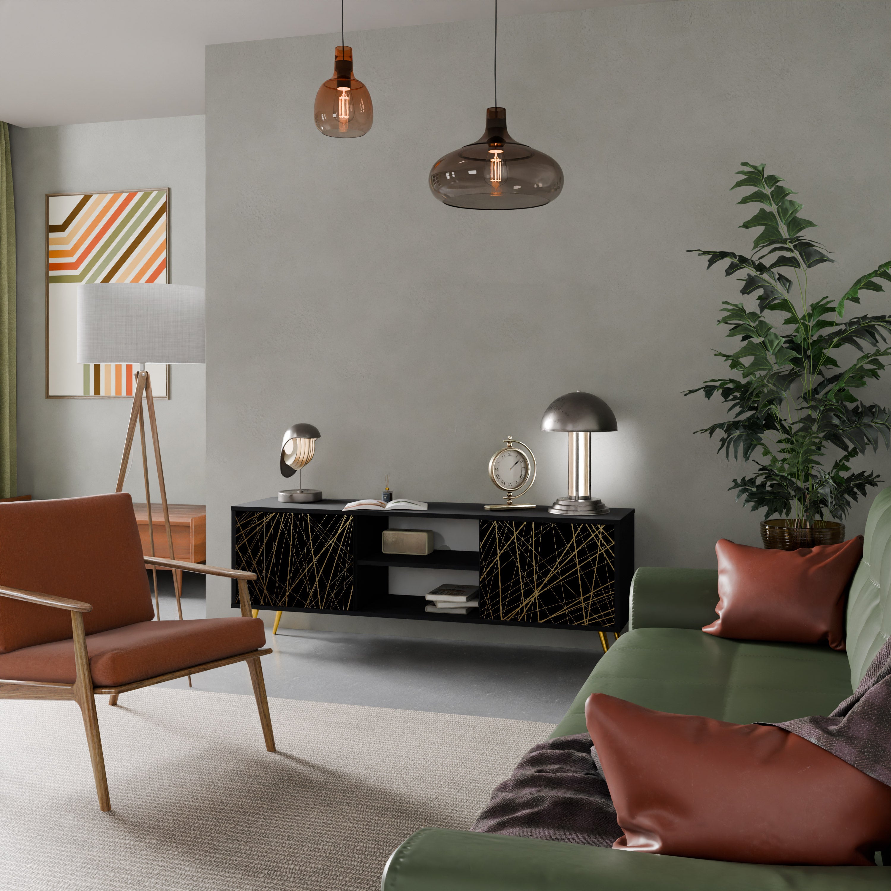 BRIGHT MESH Szafka RTV 2-drzwiowa korpus Czarny