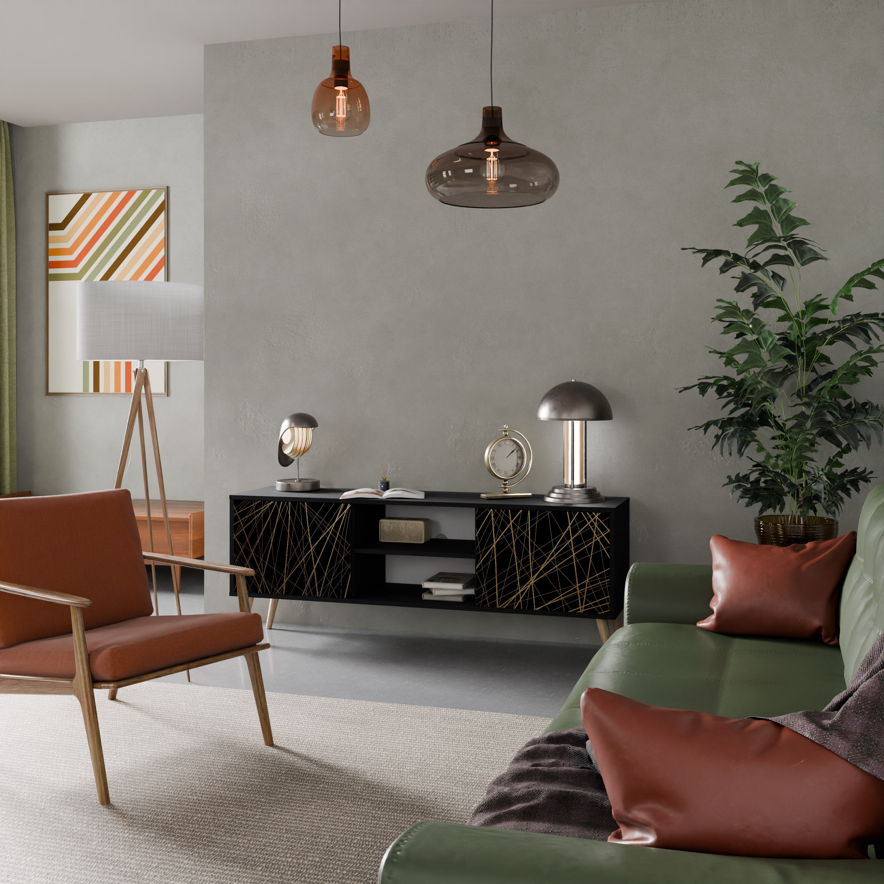 BRIGHT MESH Szafka RTV 2-drzwiowa korpus Czarny