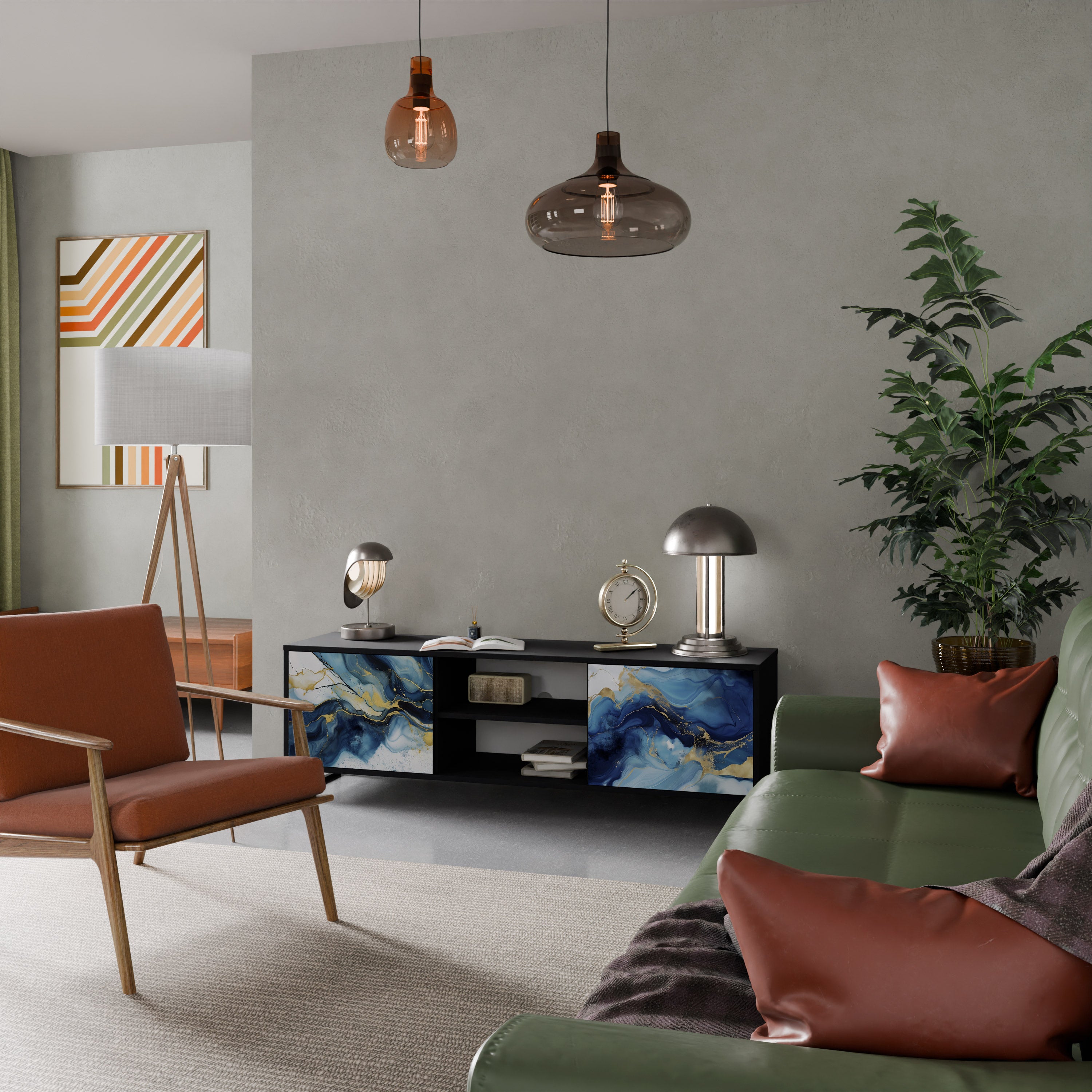 INKY MARBLE Szafka RTV 2-drzwiowa korpus Czarny