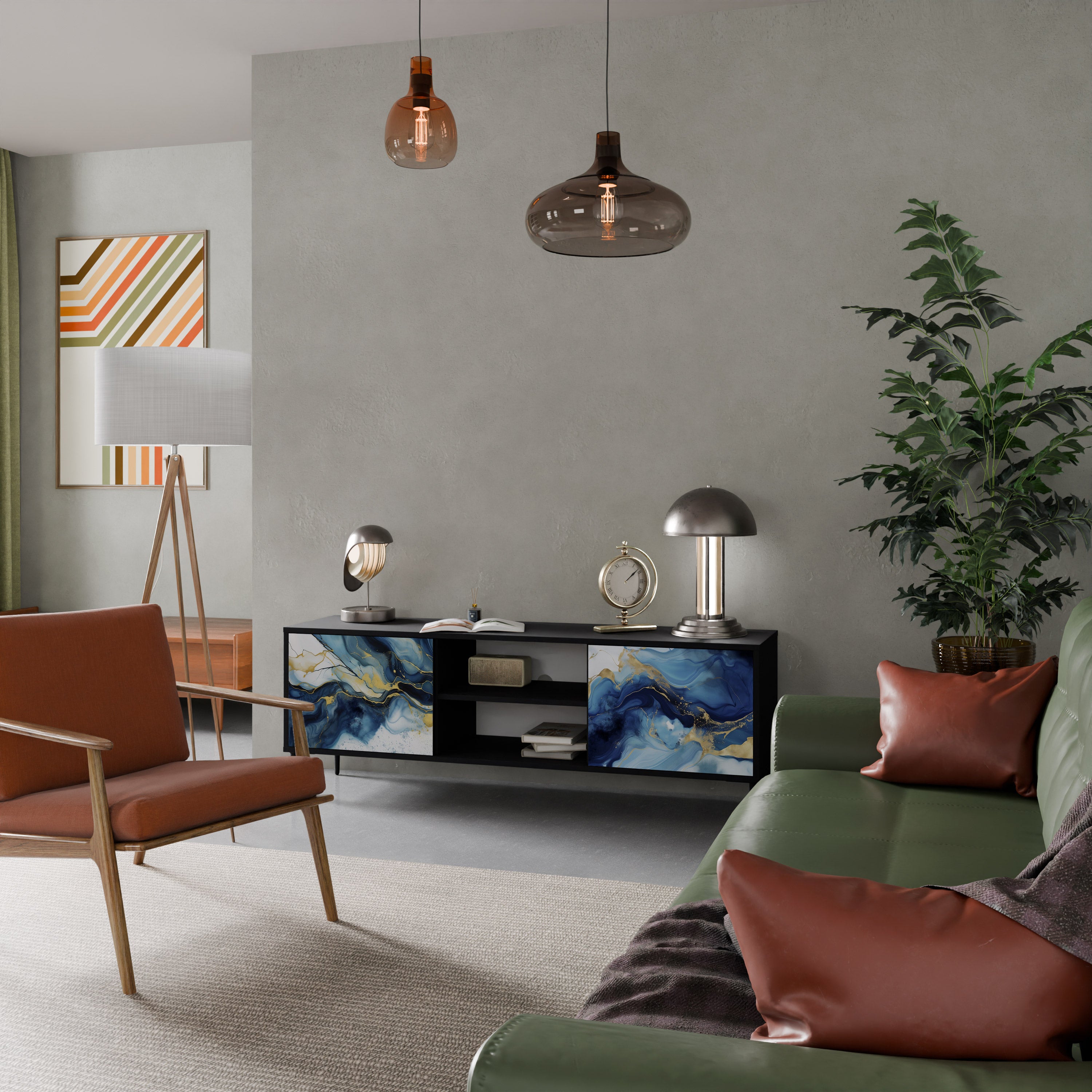 INKY MARBLE Szafka RTV 2-drzwiowa korpus Czarny