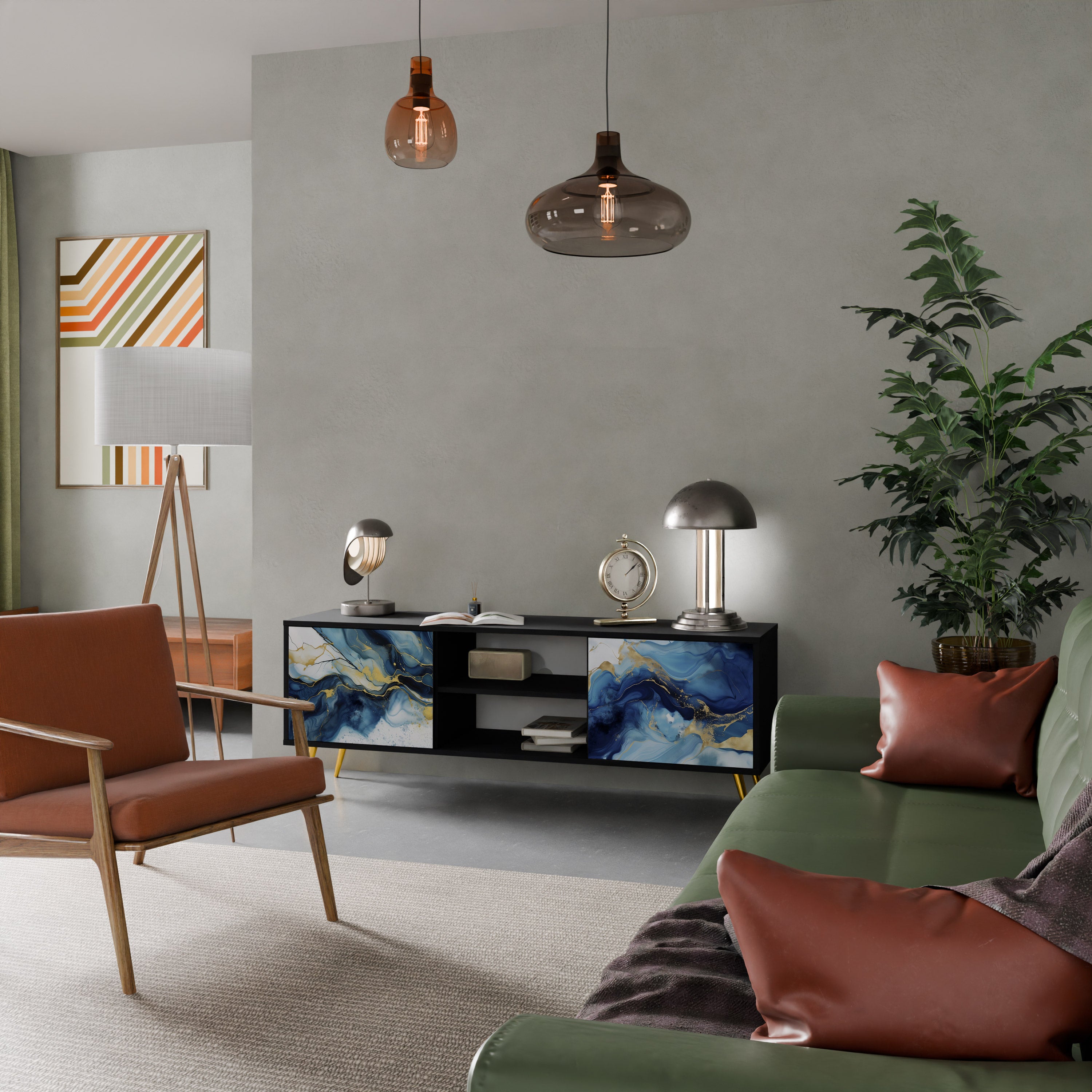 INKY MARBLE Szafka RTV 2-drzwiowa korpus Czarny