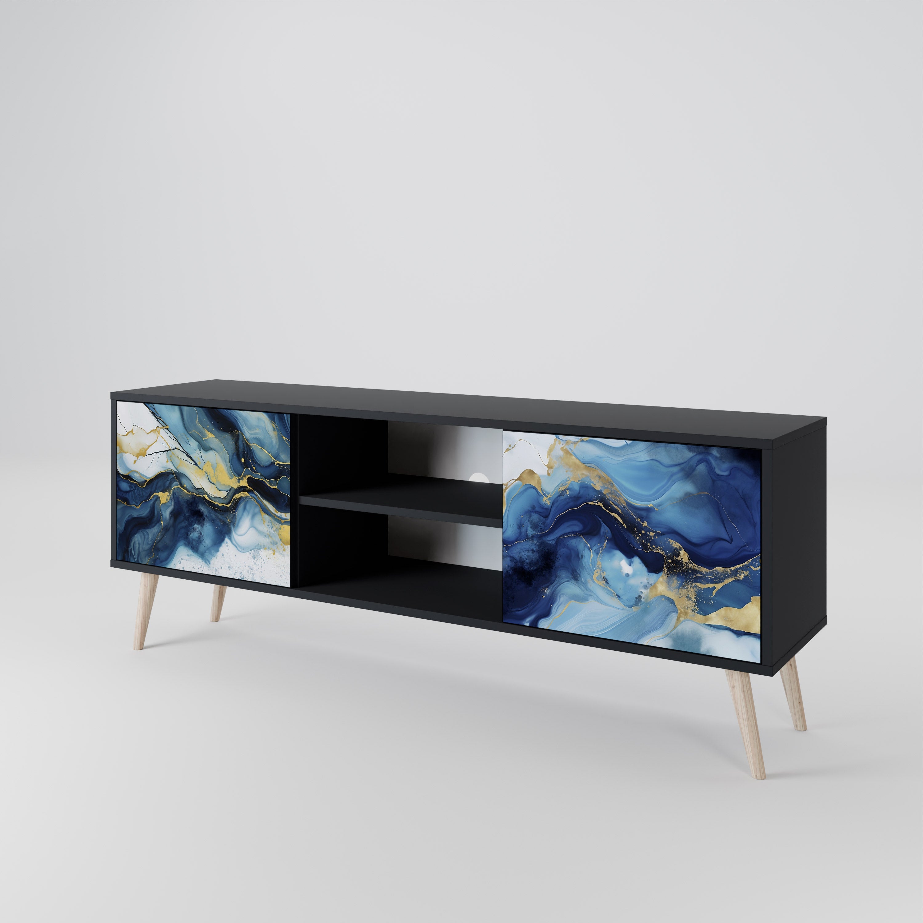 INKY MARBLE Szafka RTV 2-drzwiowa korpus Czarny