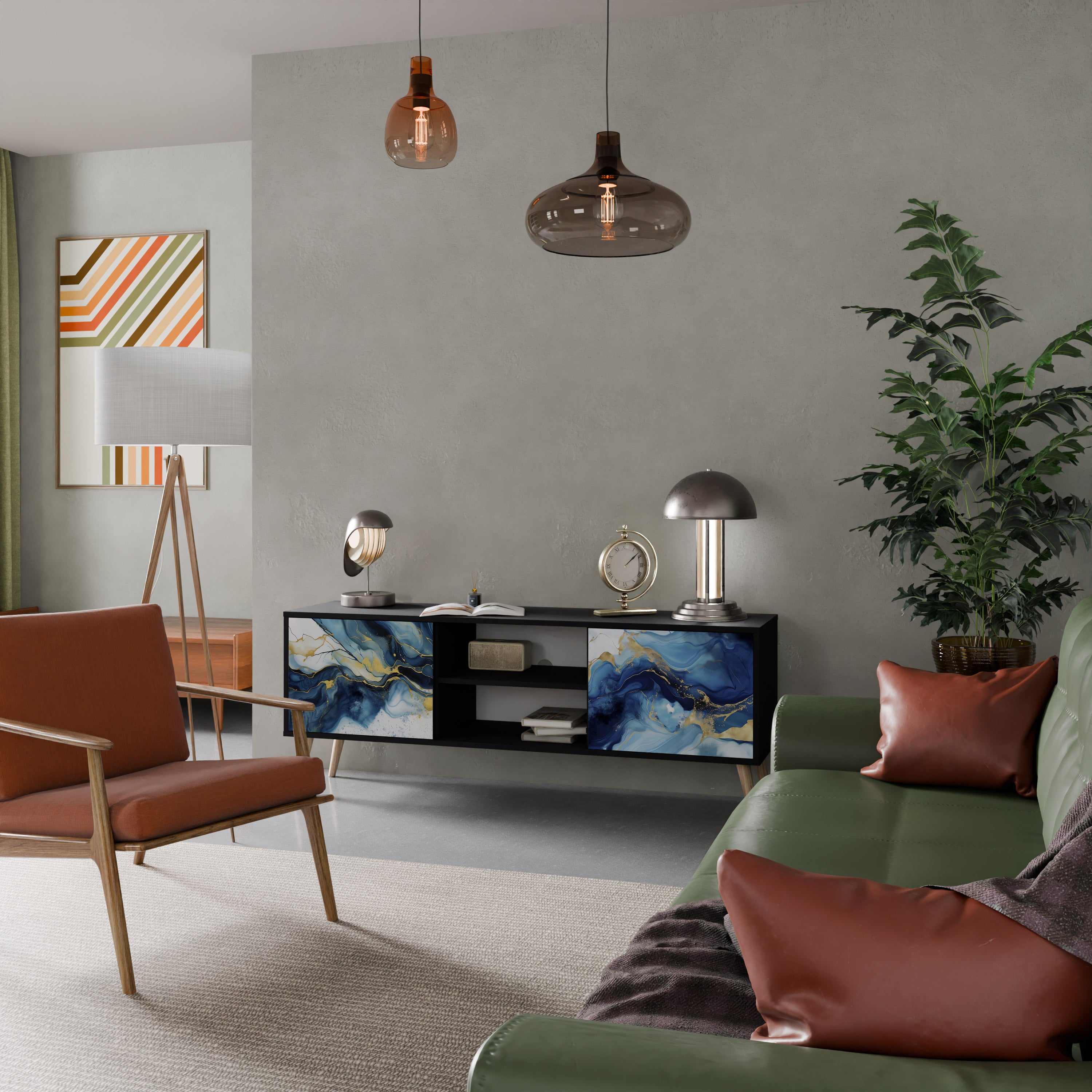 INKY MARBLE Szafka RTV 2-drzwiowa korpus Czarny