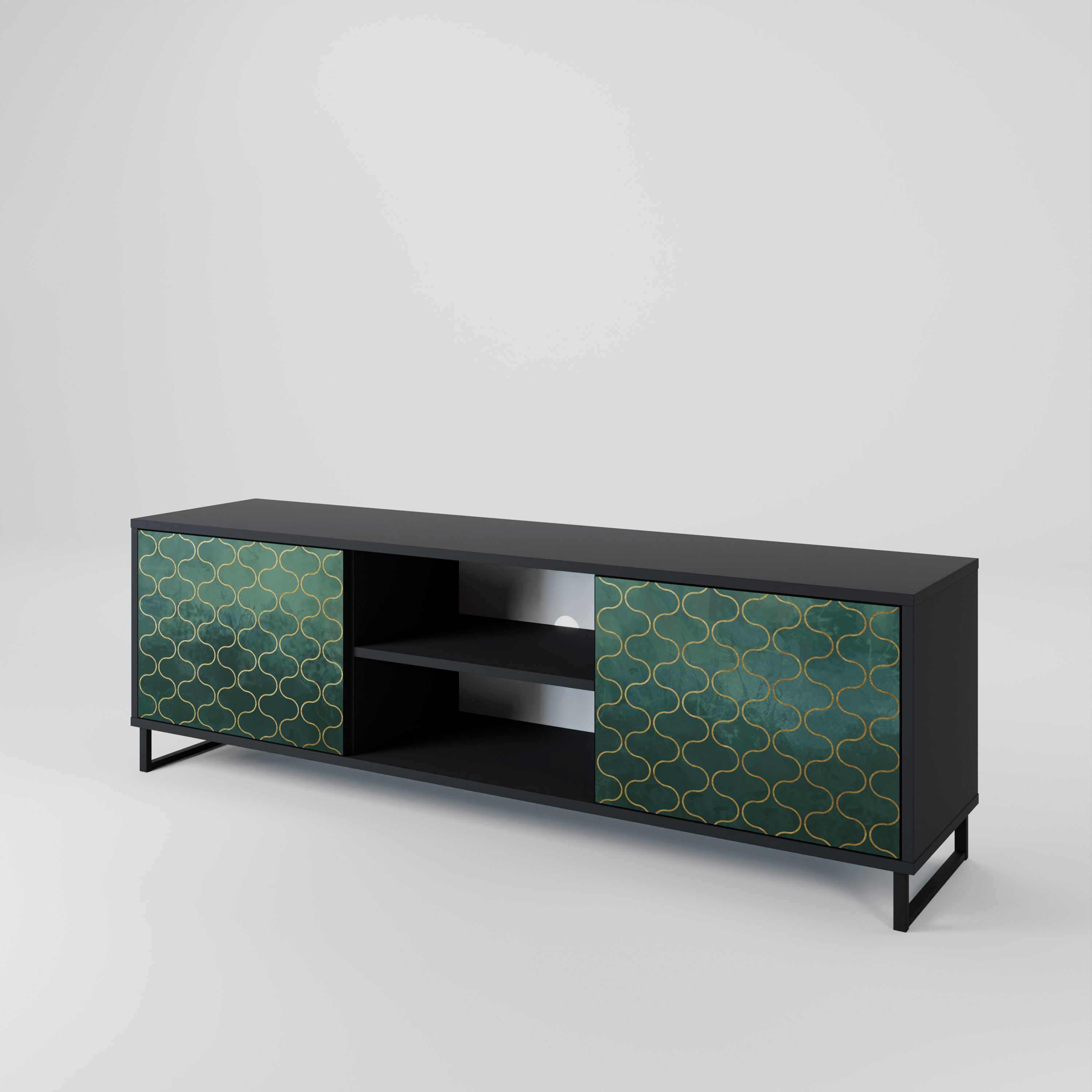 TESSELATED GREENERY Szafka RTV 2-drzwiowa korpus Czarny