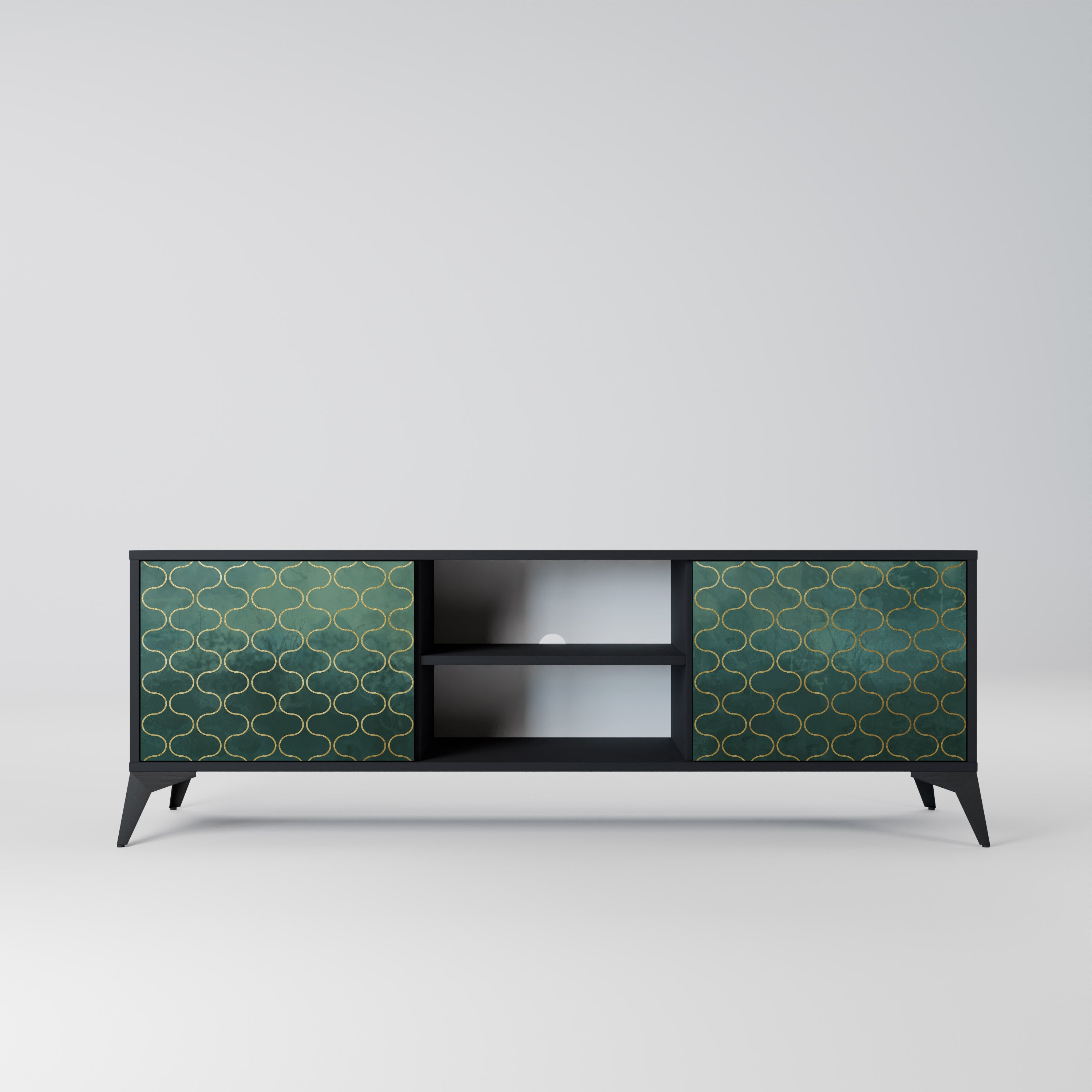 TESSELATED GREENERY Szafka RTV 2-drzwiowa korpus Czarny