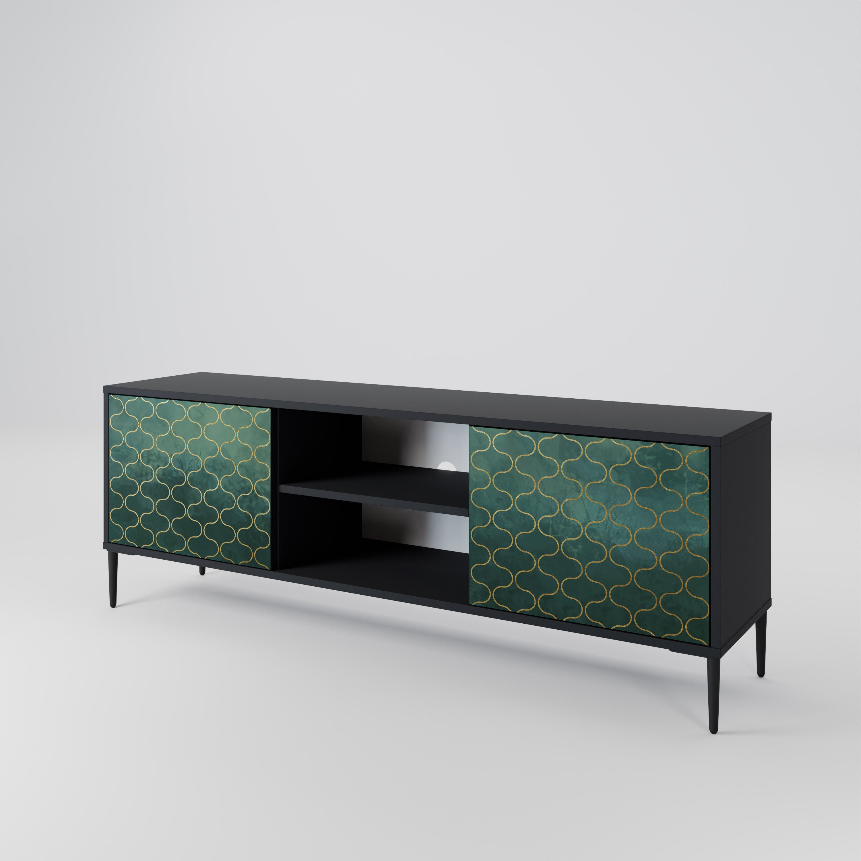 TESSELATED GREENERY Szafka RTV 2-drzwiowa korpus Czarny
