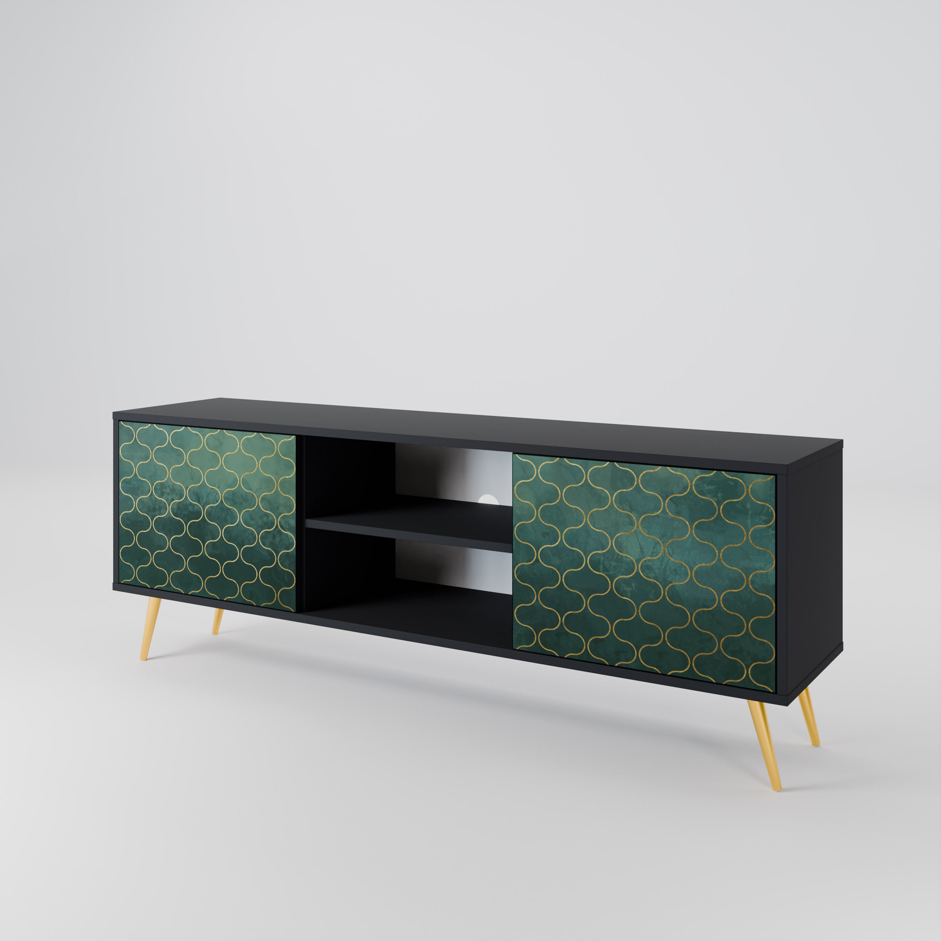 TESSELATED GREENERY Szafka RTV 2-drzwiowa korpus Czarny