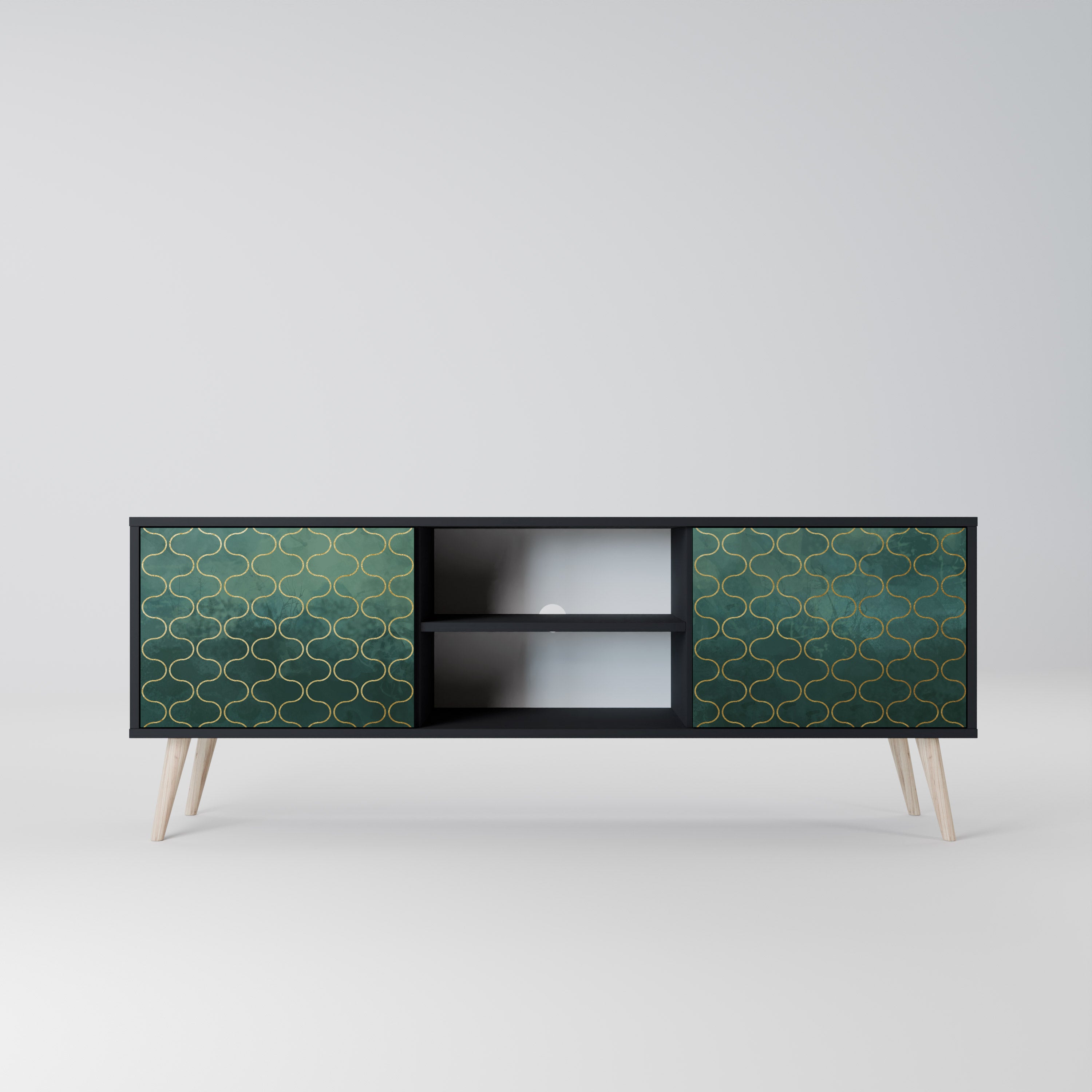 TESSELATED GREENERY Szafka RTV 2-drzwiowa korpus Czarny