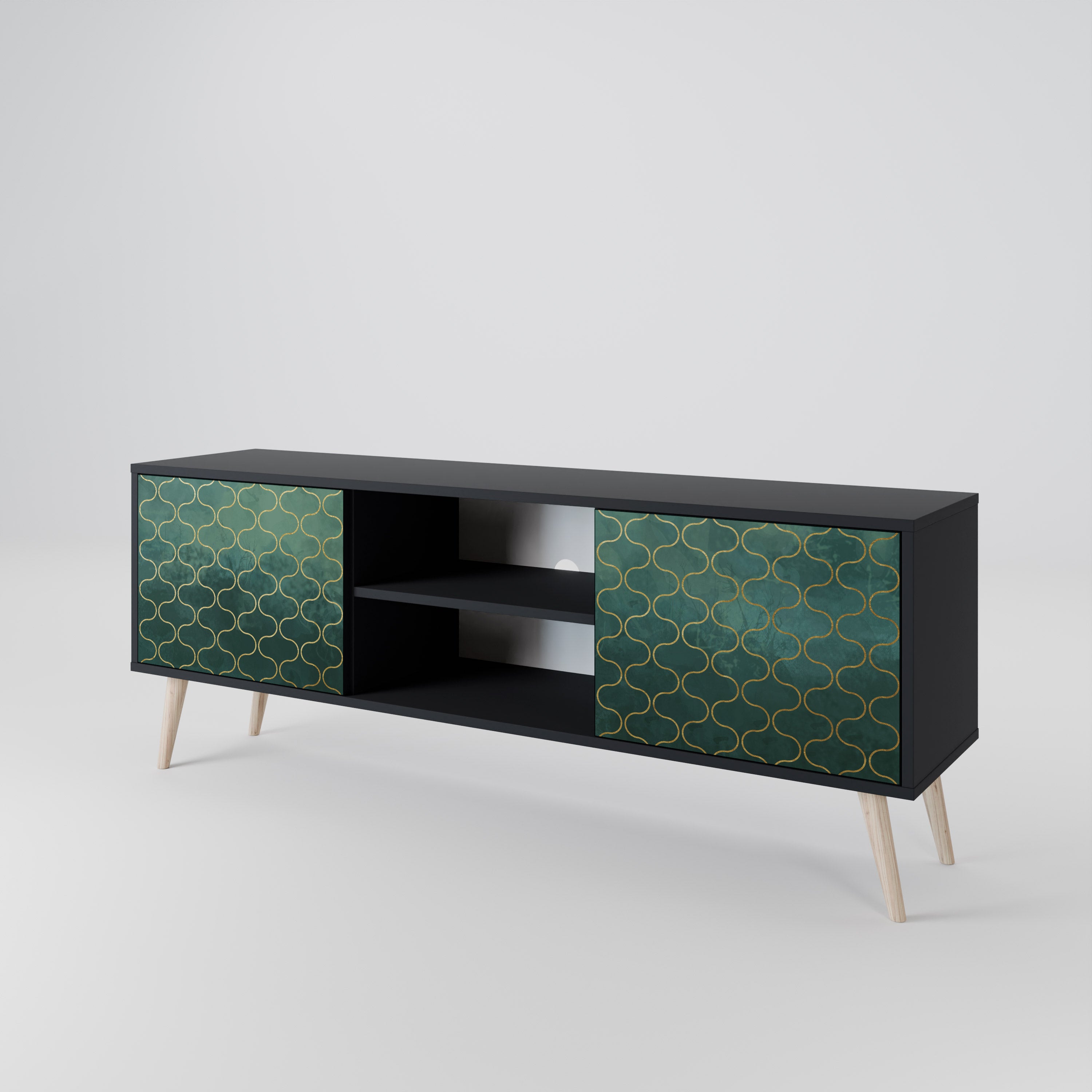 TESSELATED GREENERY Szafka RTV 2-drzwiowa korpus Czarny