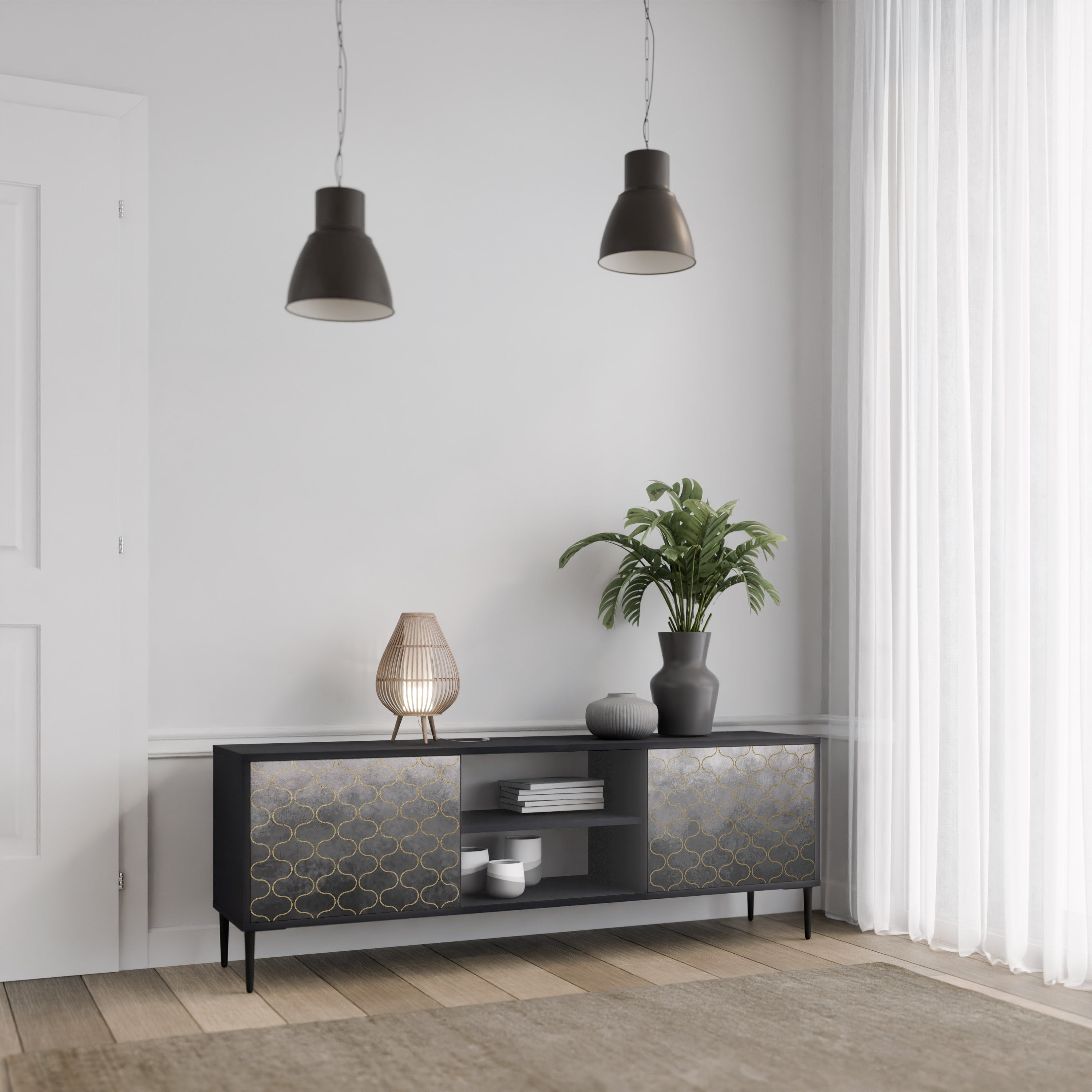 TESSELATED GRAYISH Szafka RTV 2-drzwiowa korpus Czarny