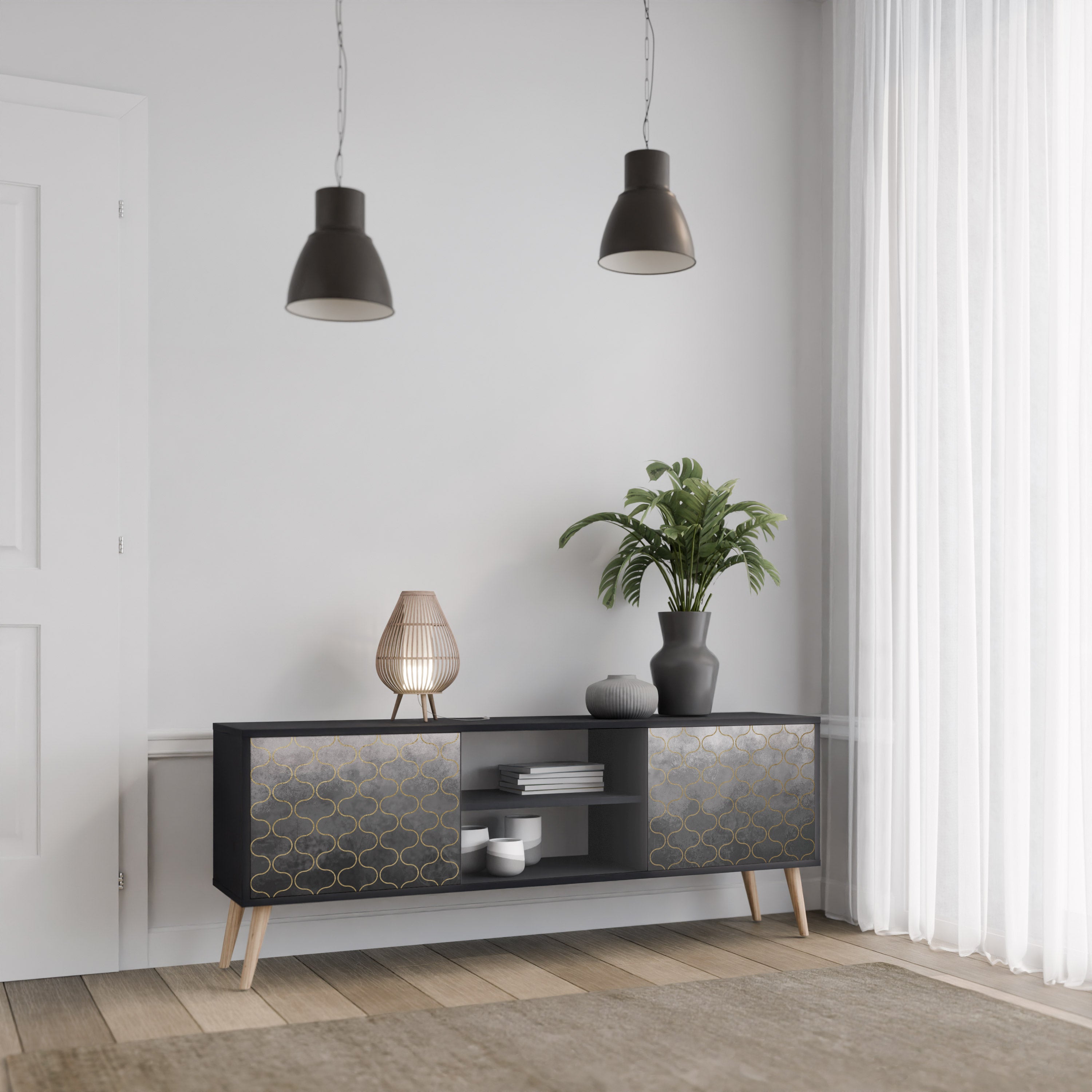 TESSELATED GRAYISH Szafka RTV 2-drzwiowa korpus Czarny