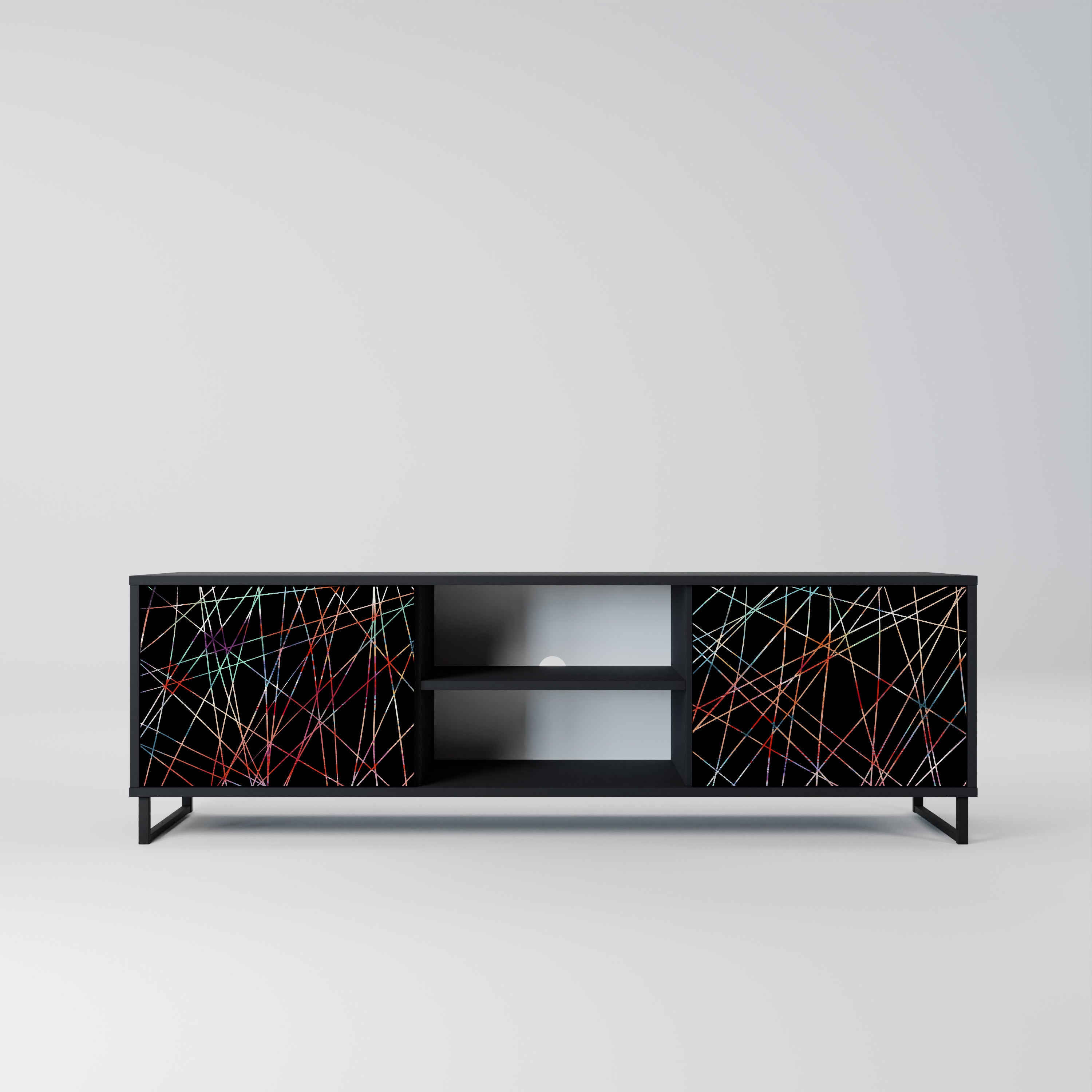 LUMINOUS SNARE Szafka RTV 2-drzwiowa korpus Czarny