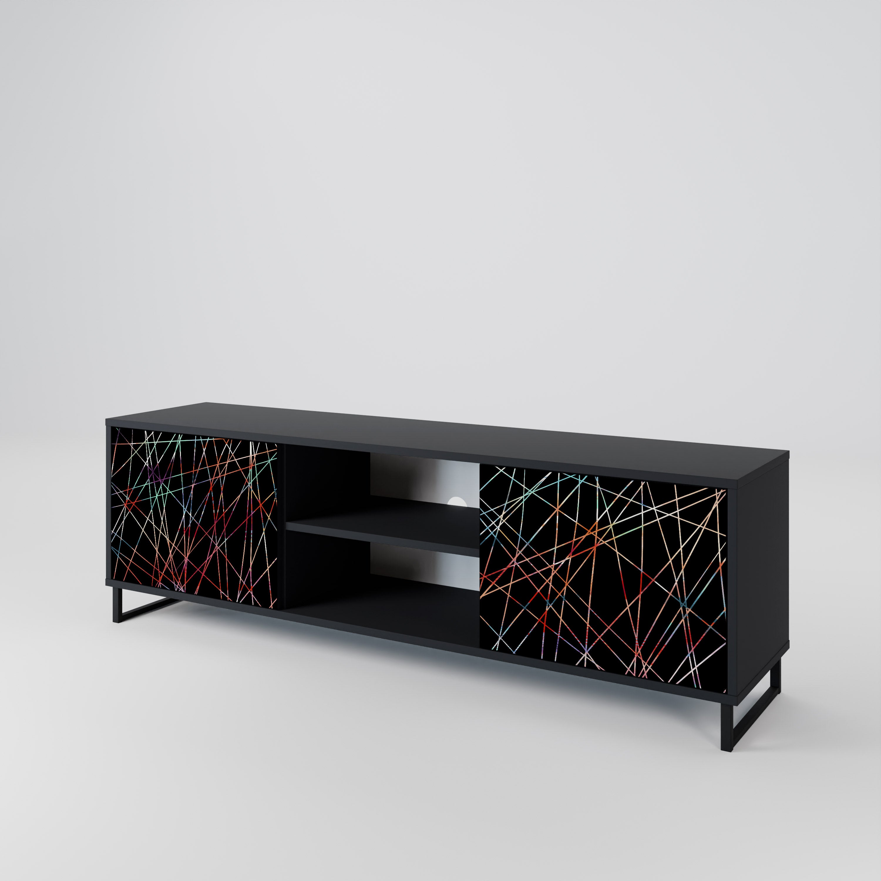 LUMINOUS SNARE Szafka RTV 2-drzwiowa korpus Czarny