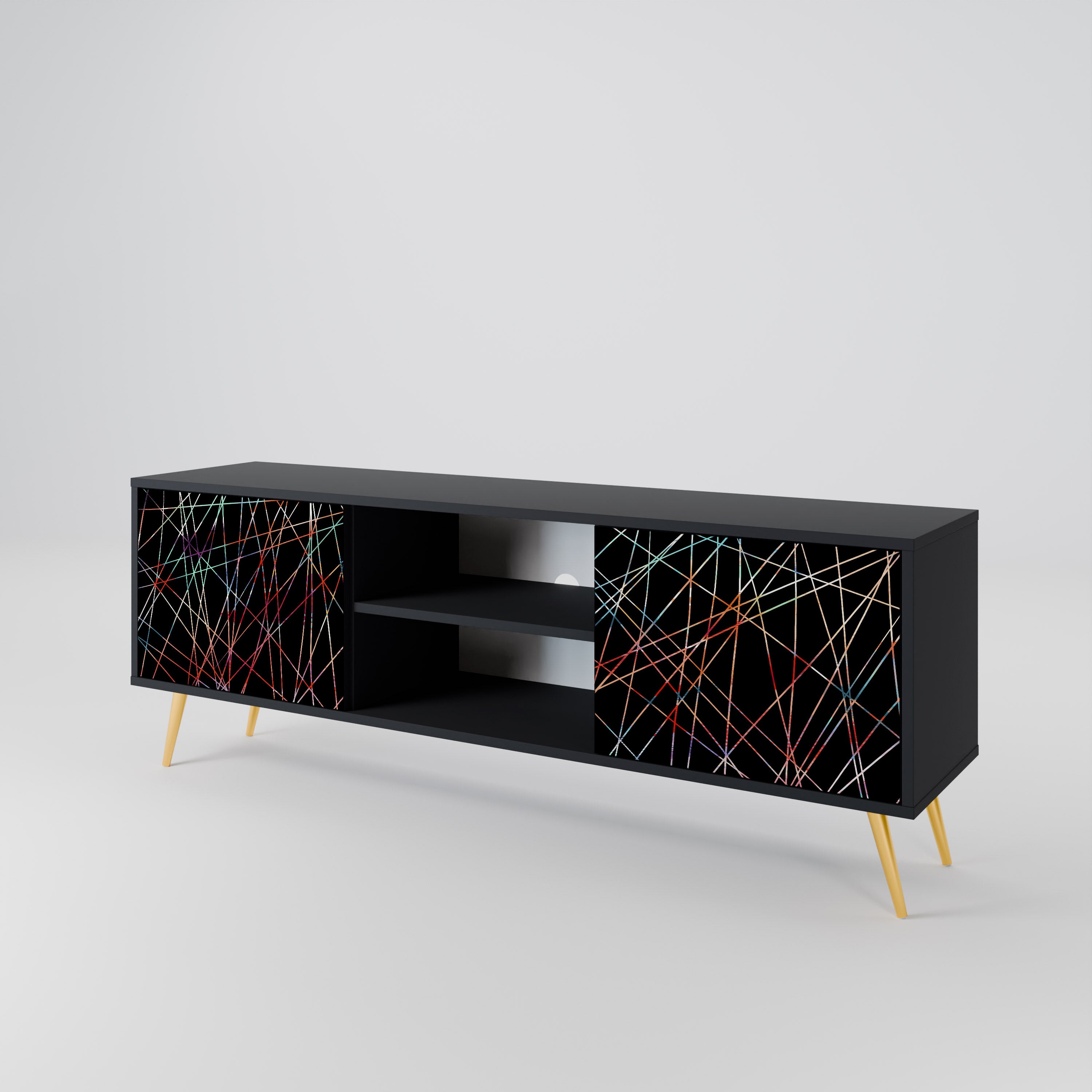 LUMINOUS SNARE Szafka RTV 2-drzwiowa korpus Czarny