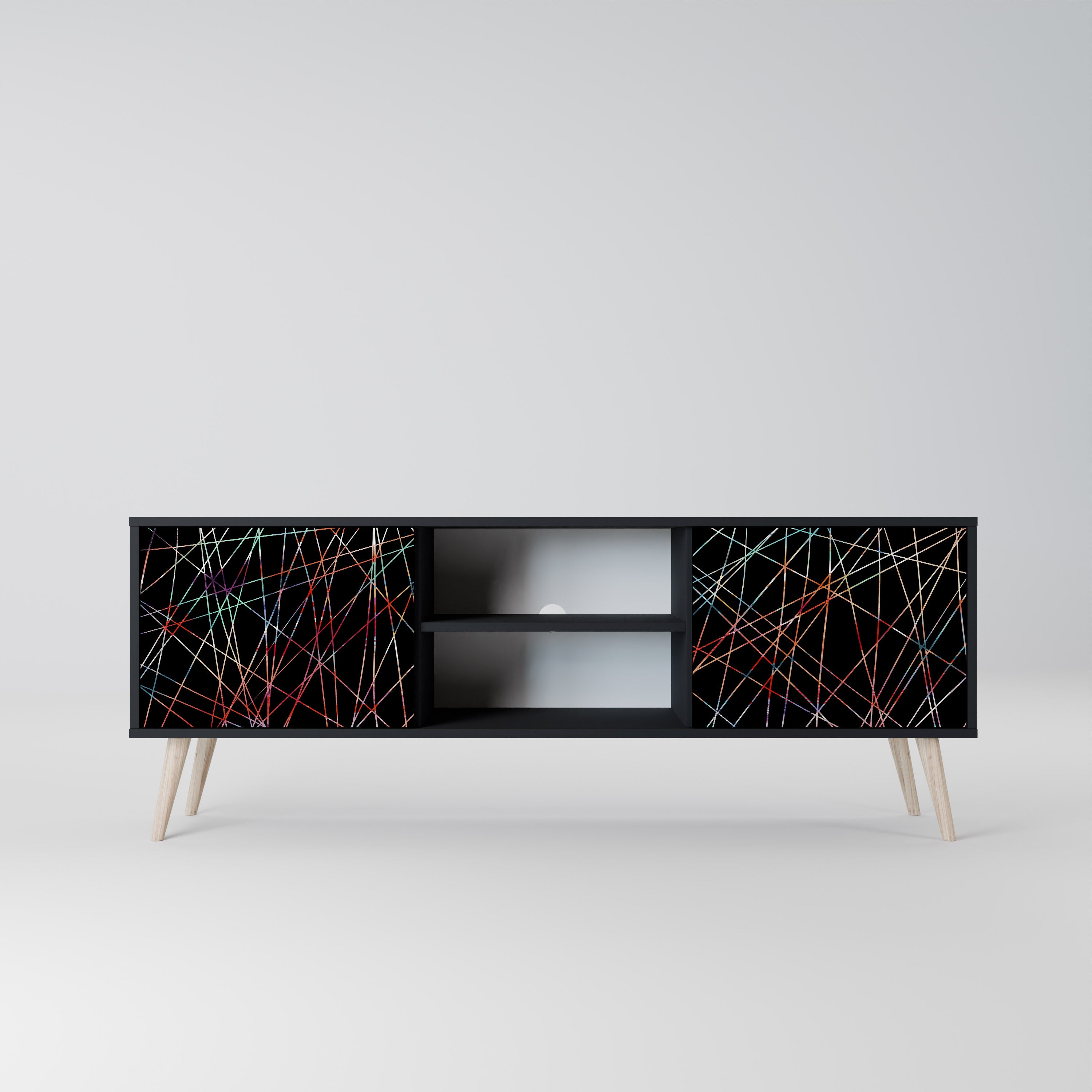 LUMINOUS SNARE Szafka RTV 2-drzwiowa korpus Czarny