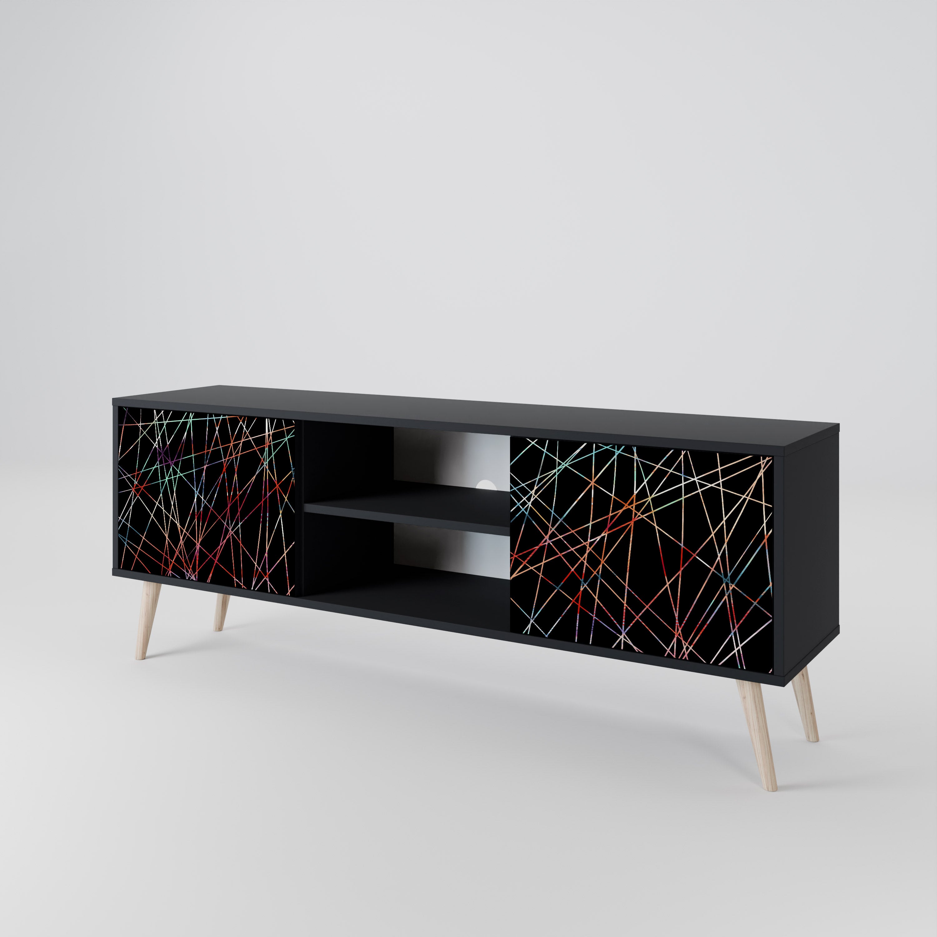LUMINOUS SNARE Szafka RTV 2-drzwiowa korpus Czarny