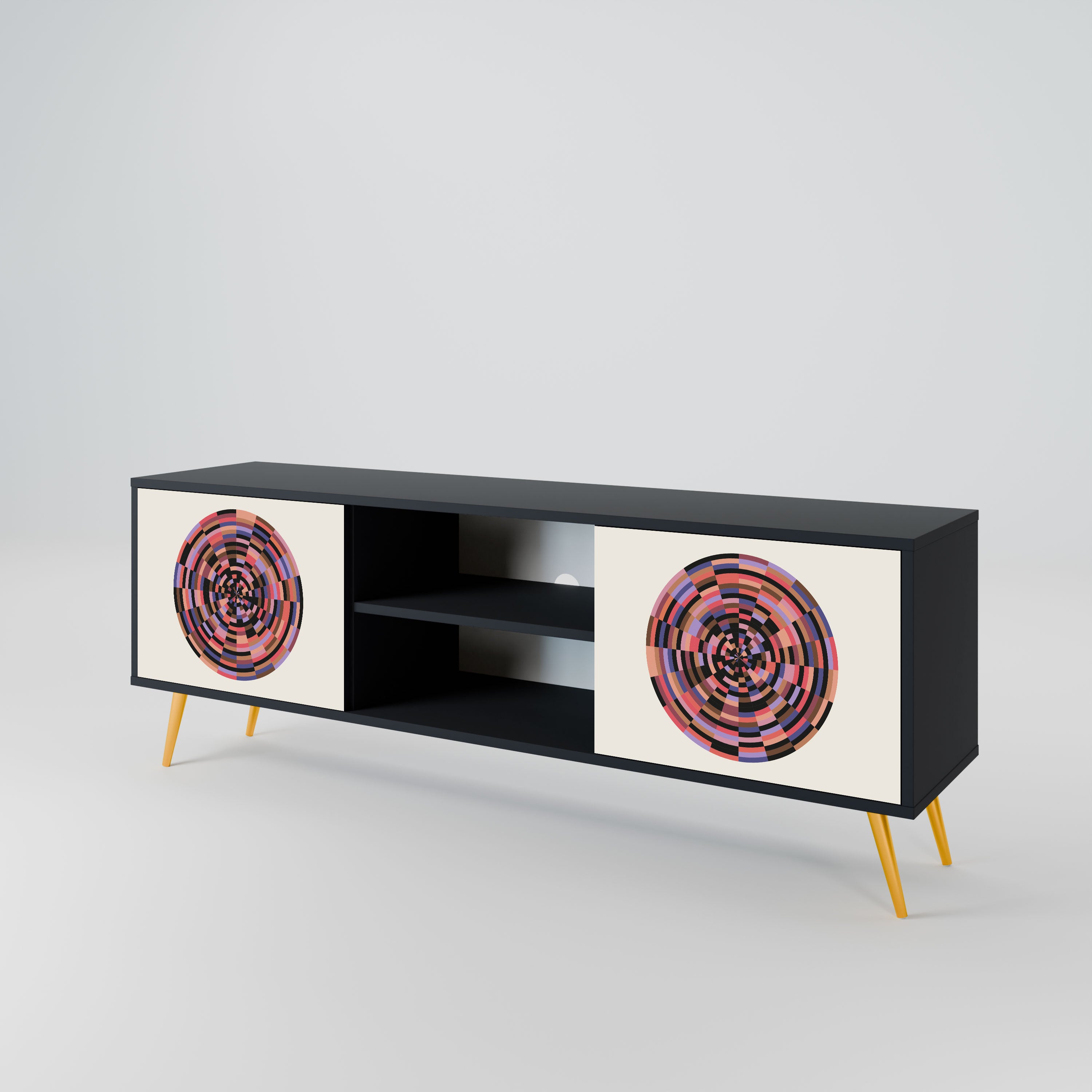 BROWN CIRCLES Szafka RTV 2-drzwiowa korpus Czarny