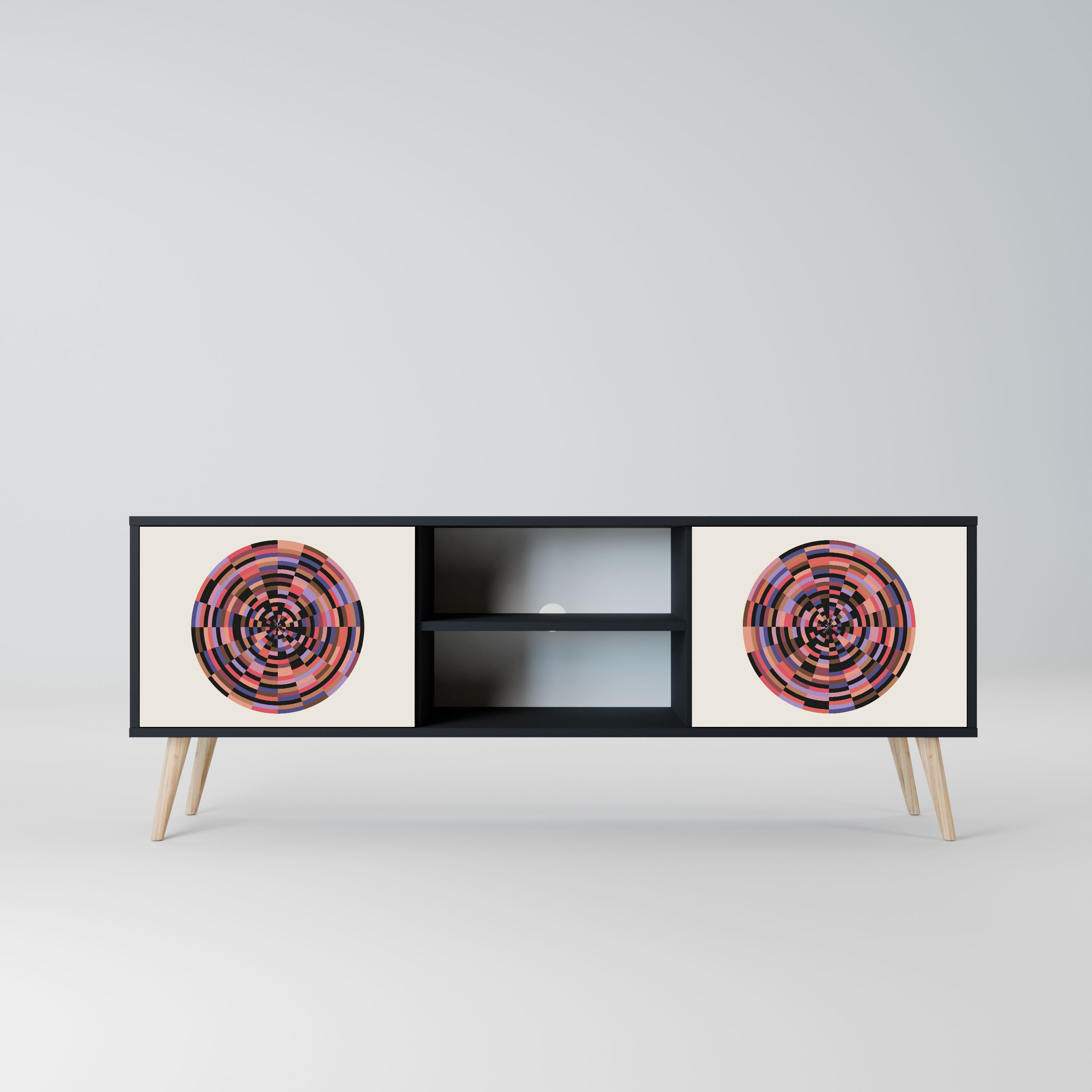 BROWN CIRCLES Szafka RTV 2-drzwiowa korpus Czarny