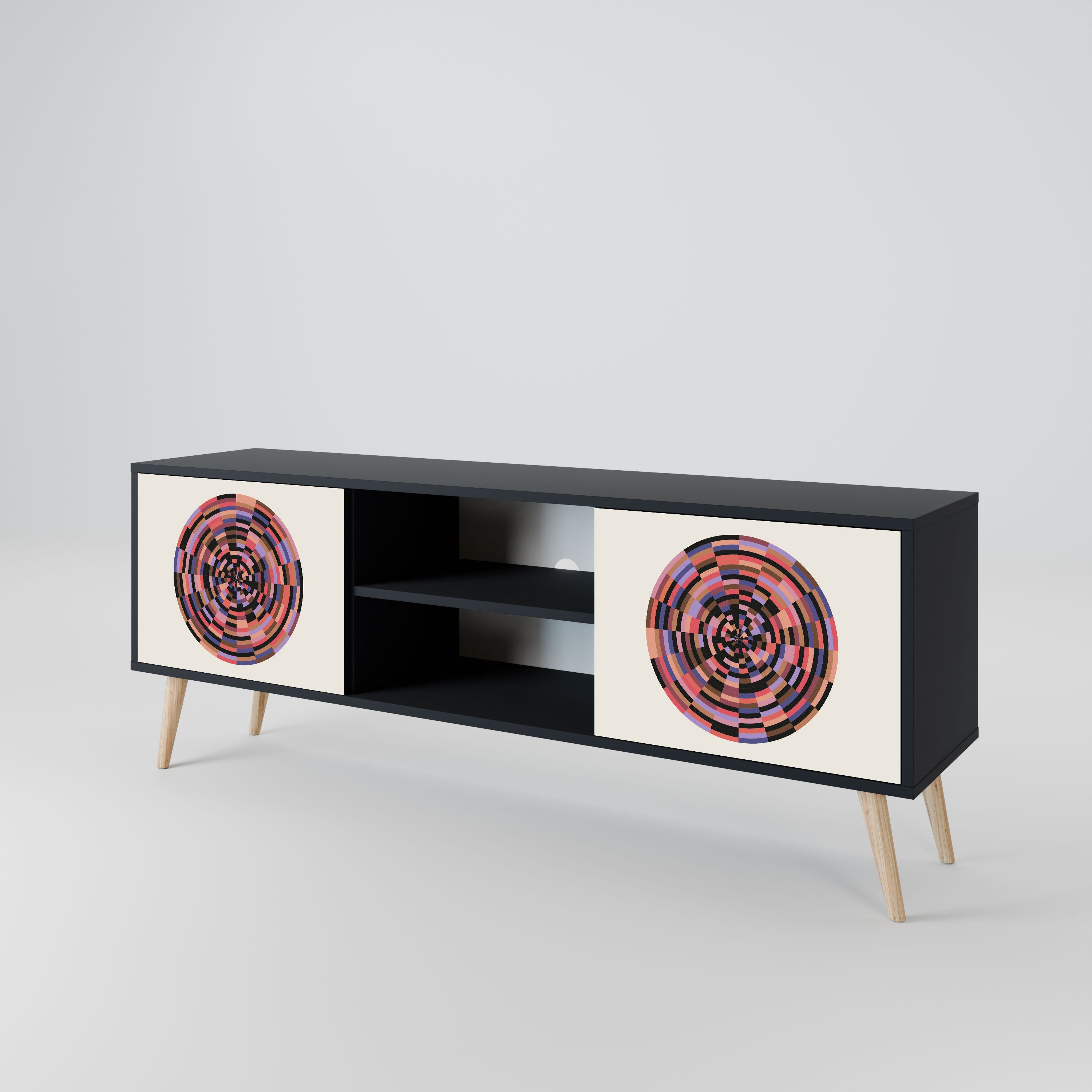BROWN CIRCLES Szafka RTV 2-drzwiowa korpus Czarny
