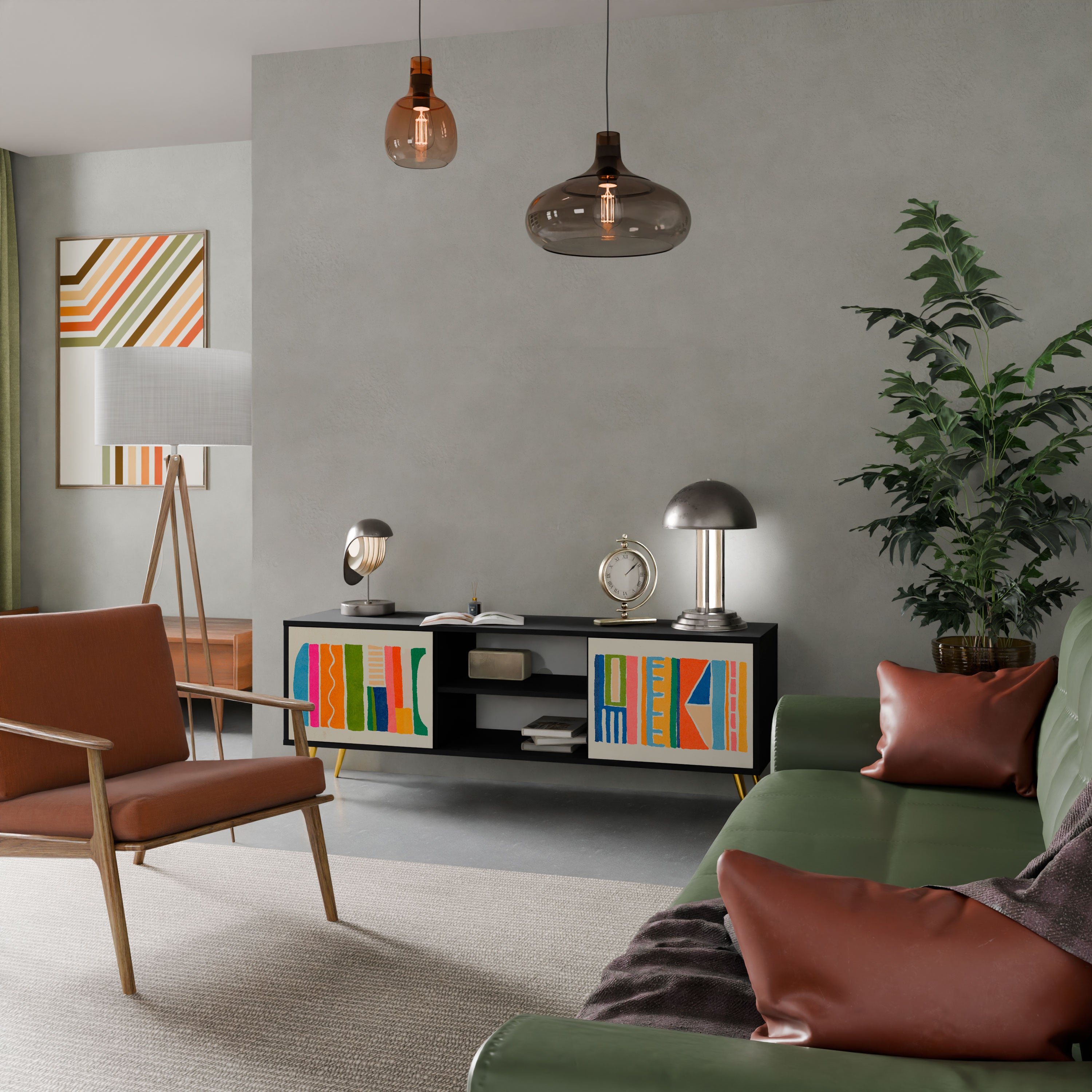 GEOMETRIC SHINE Szafka RTV 2-drzwiowa korpus Czarny