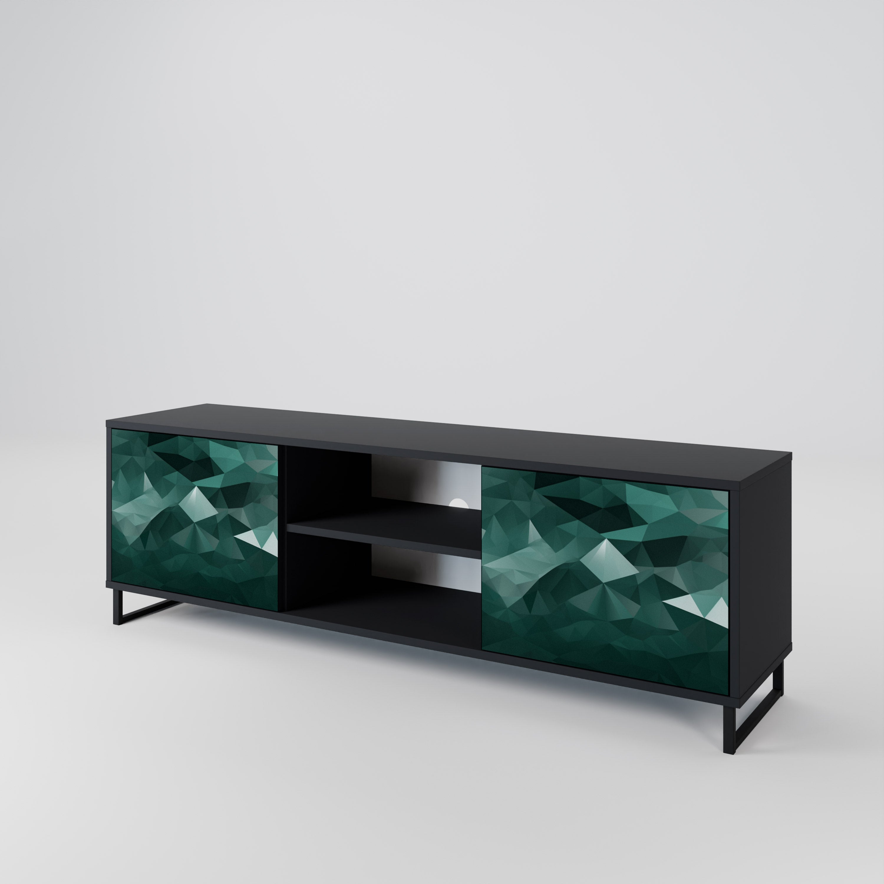 POLYGONAL FLOATING Szafka RTV 2-drzwiowa korpus Czarny