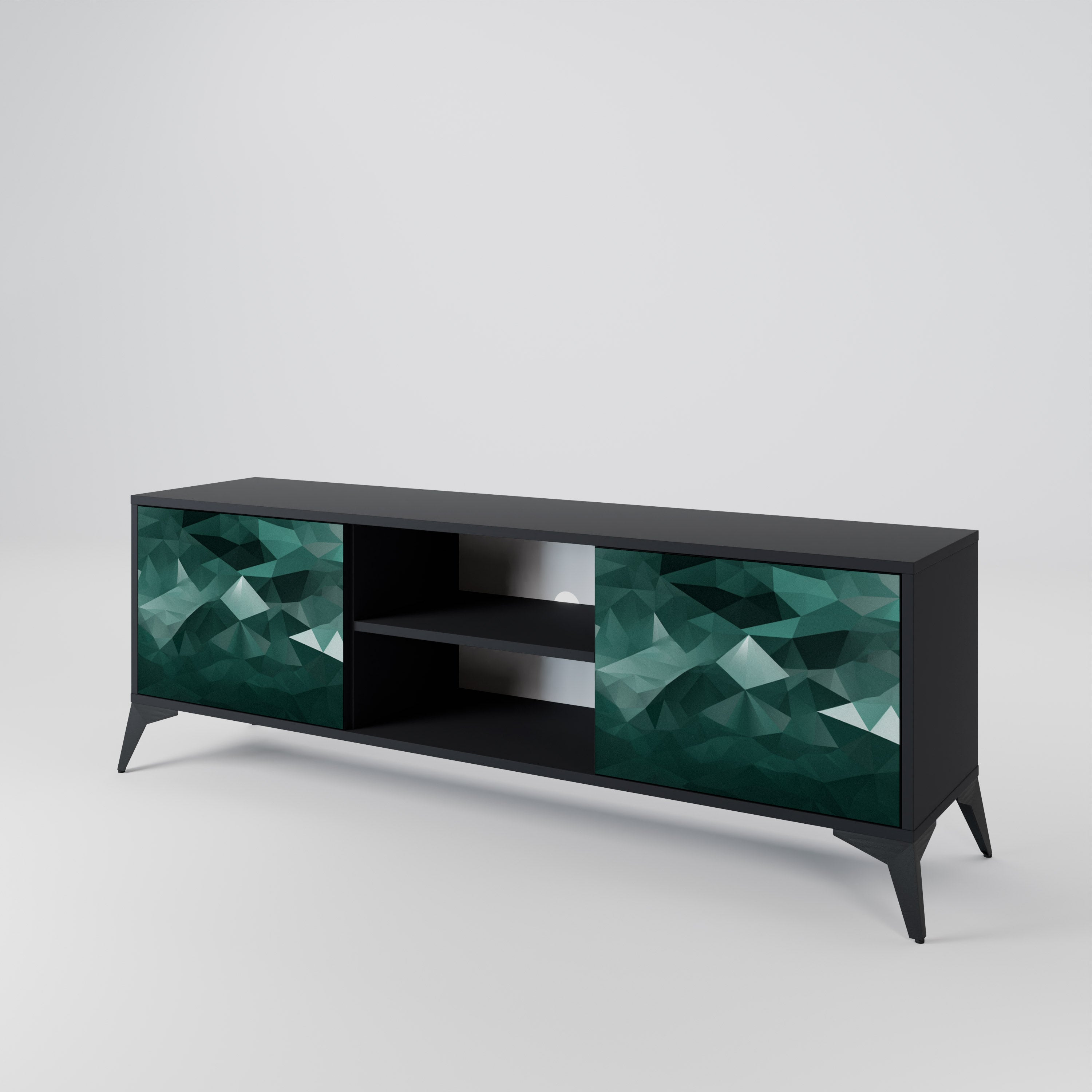 POLYGONAL FLOATING Szafka RTV 2-drzwiowa korpus Czarny