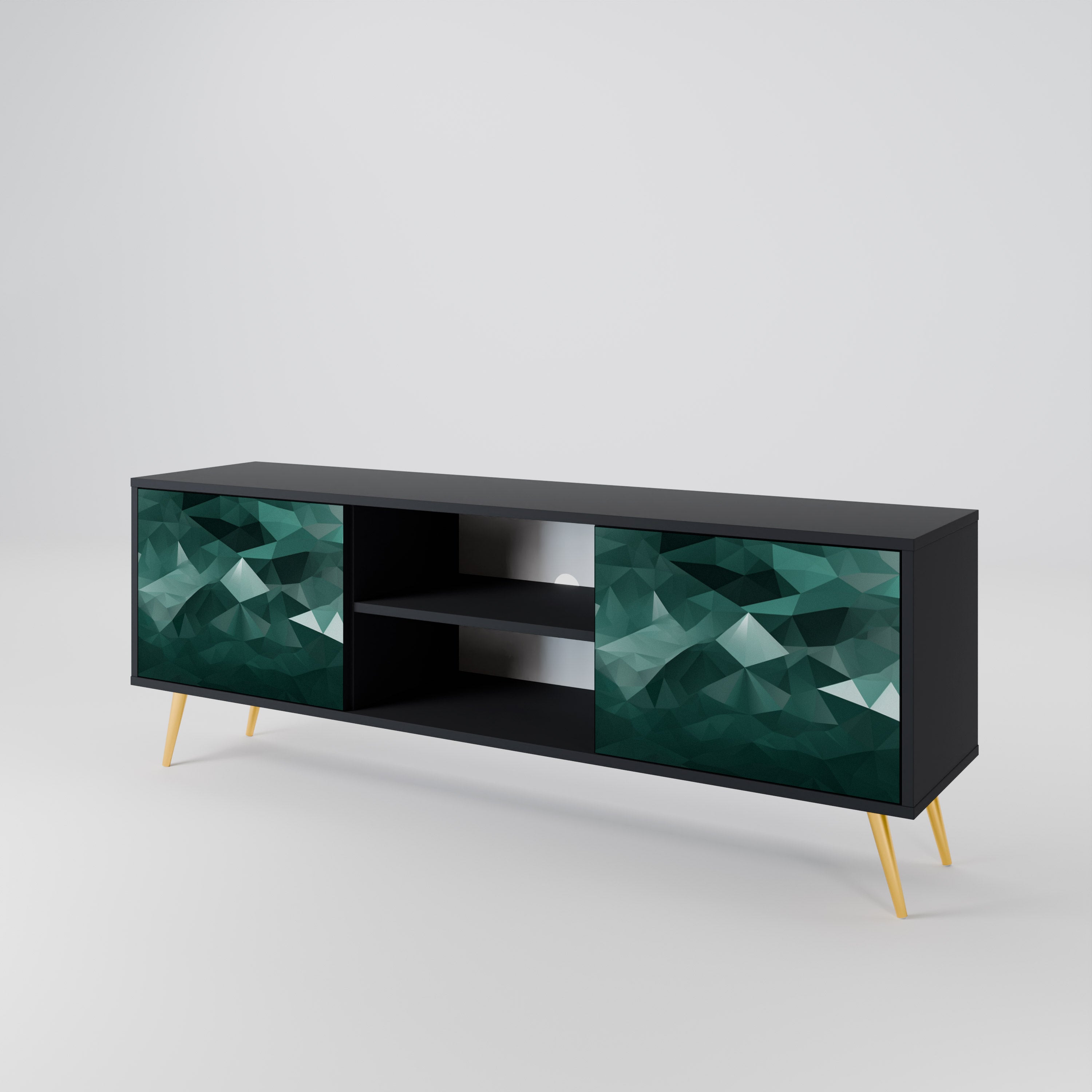 POLYGONAL FLOATING Szafka RTV 2-drzwiowa korpus Czarny