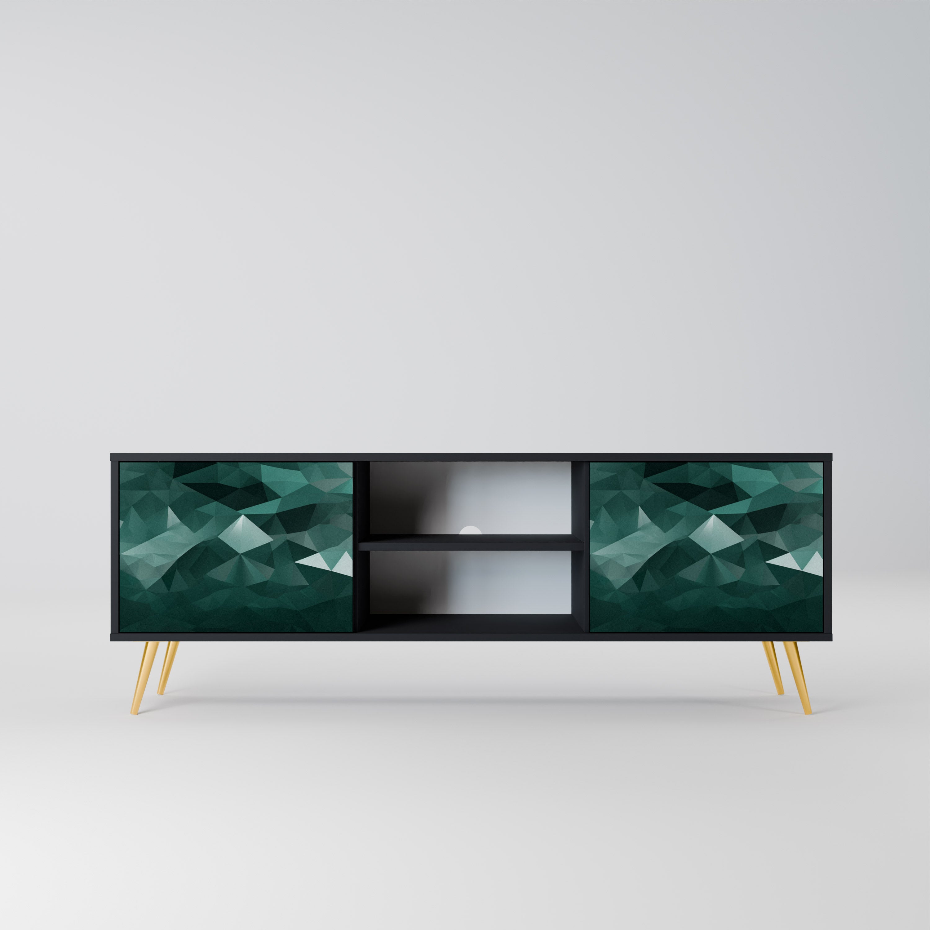 POLYGONAL FLOATING Szafka RTV 2-drzwiowa korpus Czarny