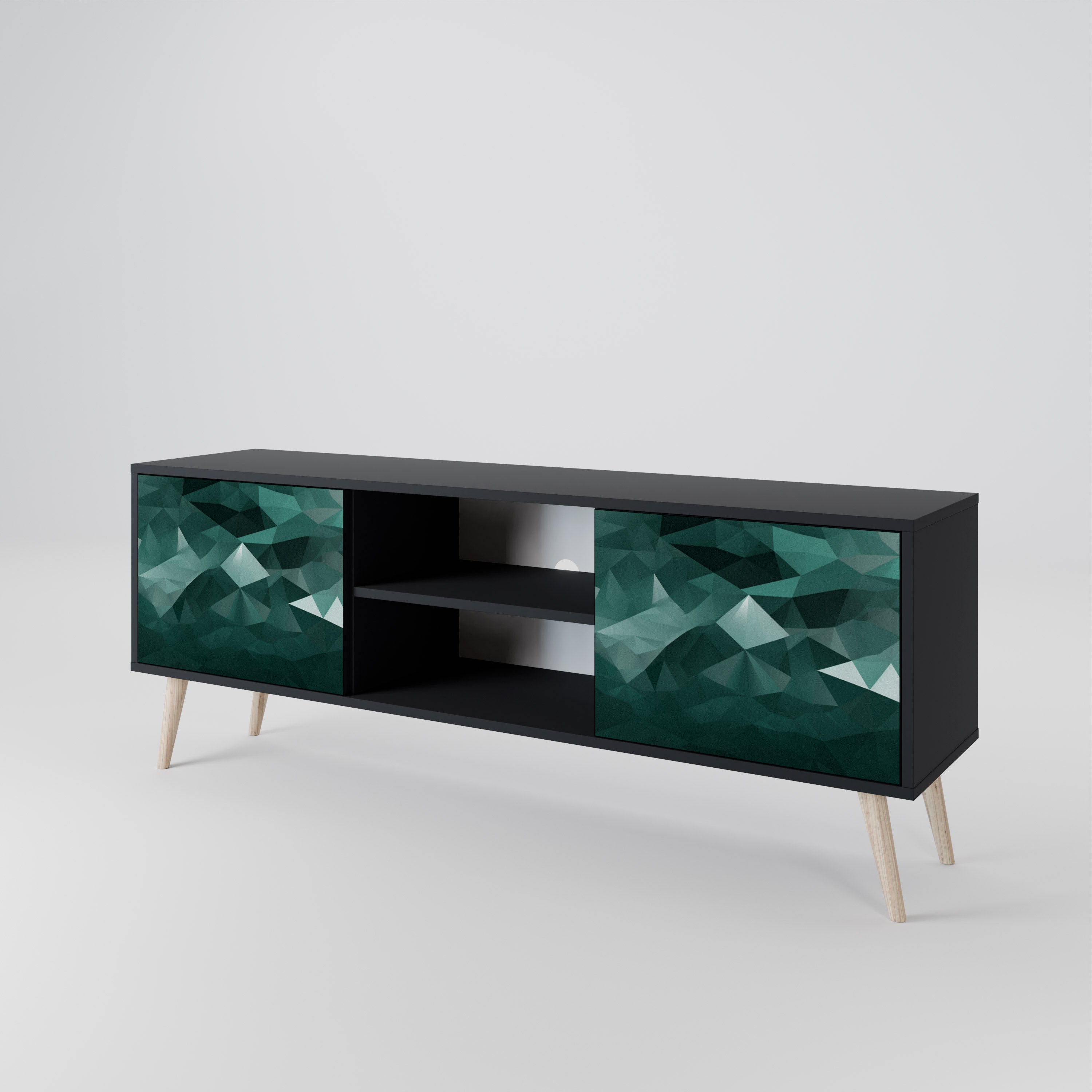 POLYGONAL FLOATING Szafka RTV 2-drzwiowa korpus Czarny