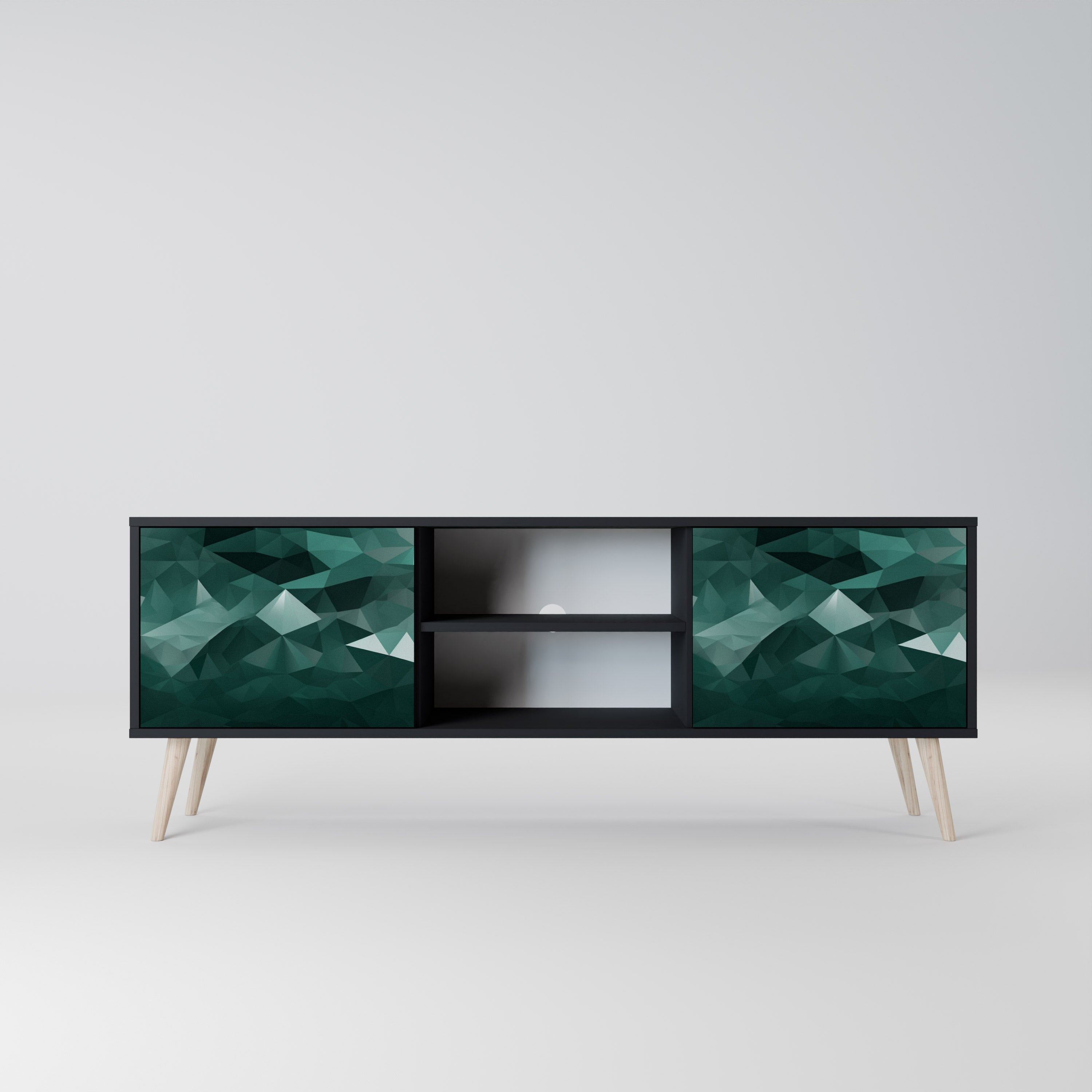 POLYGONAL FLOATING Szafka RTV 2-drzwiowa korpus Czarny