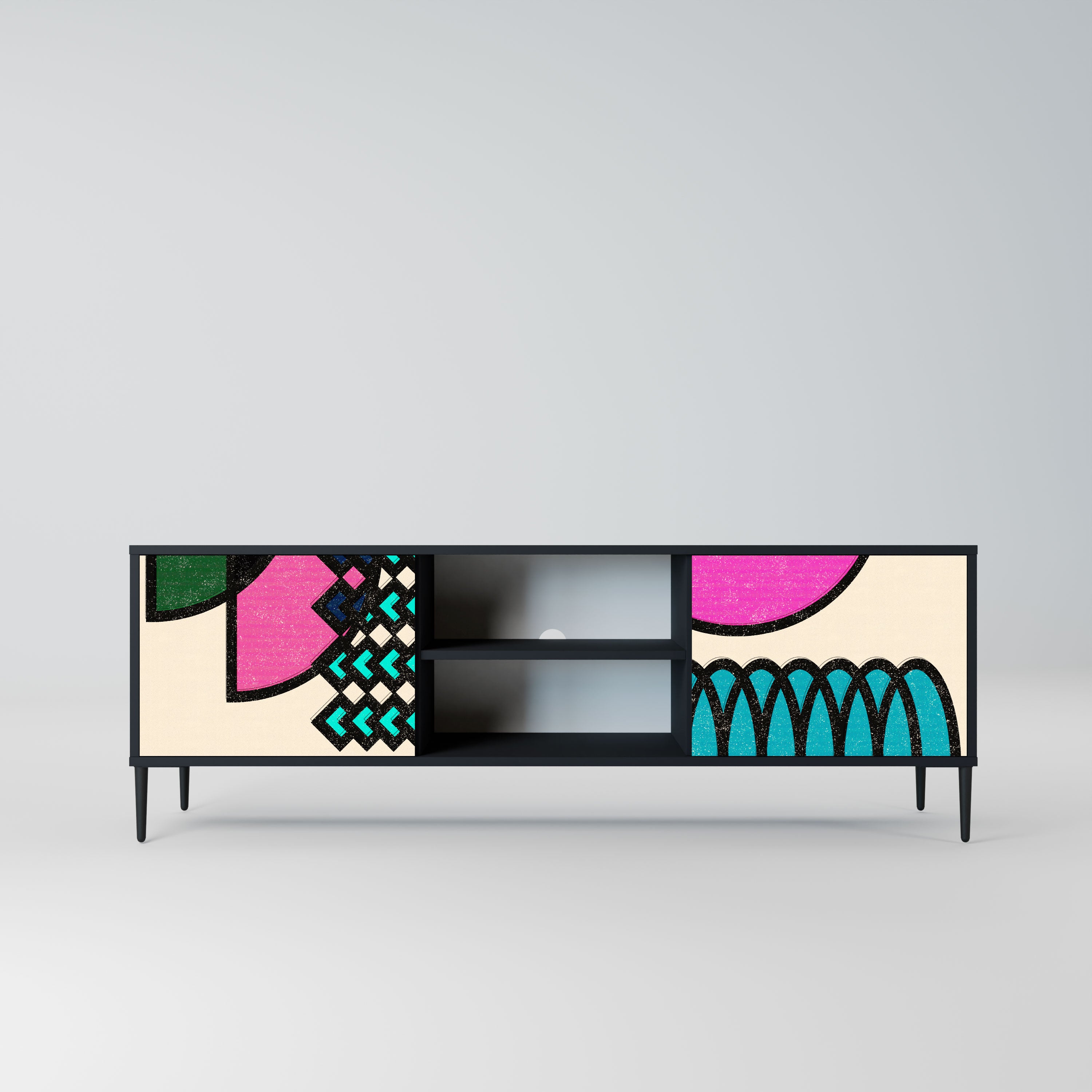 GEOMETRIC RHAPSODY Szafka RTV 2-drzwiowa korpus Czarny