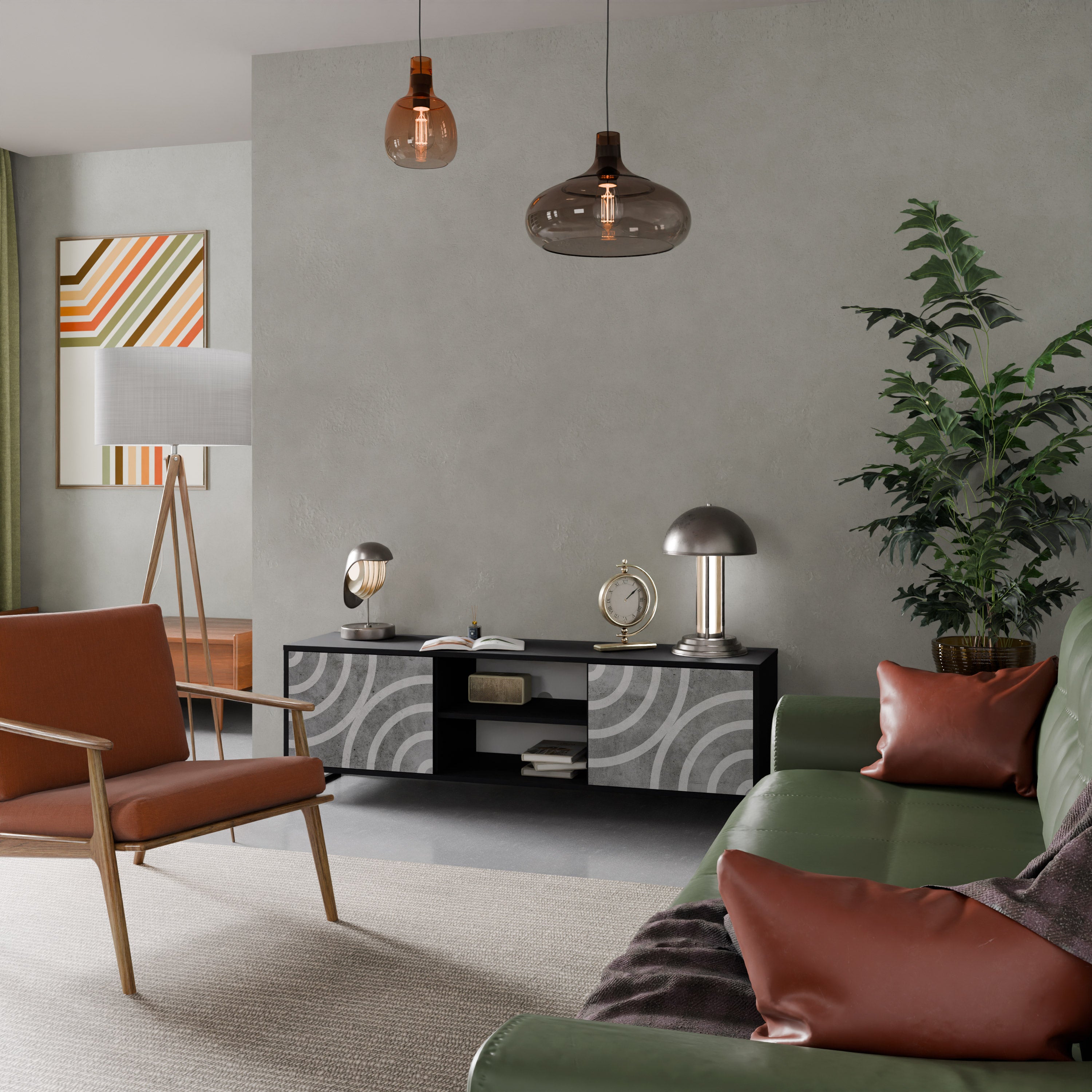 CIRCLE CONCRETE Szafka RTV 2-drzwiowa korpus Czarny