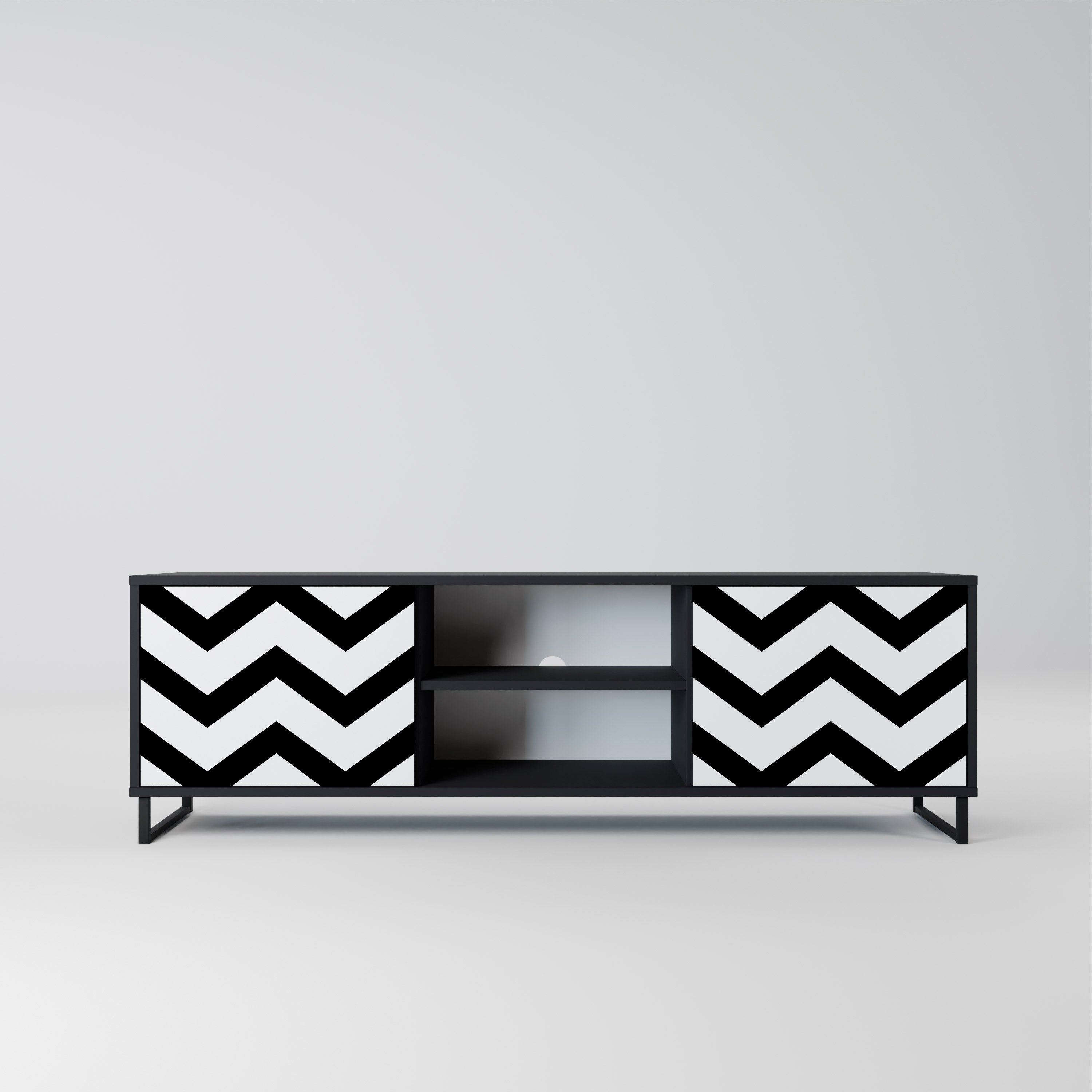 CLASSIC ZIG ZAG Szafka RTV 2-drzwiowa korpus Czarny