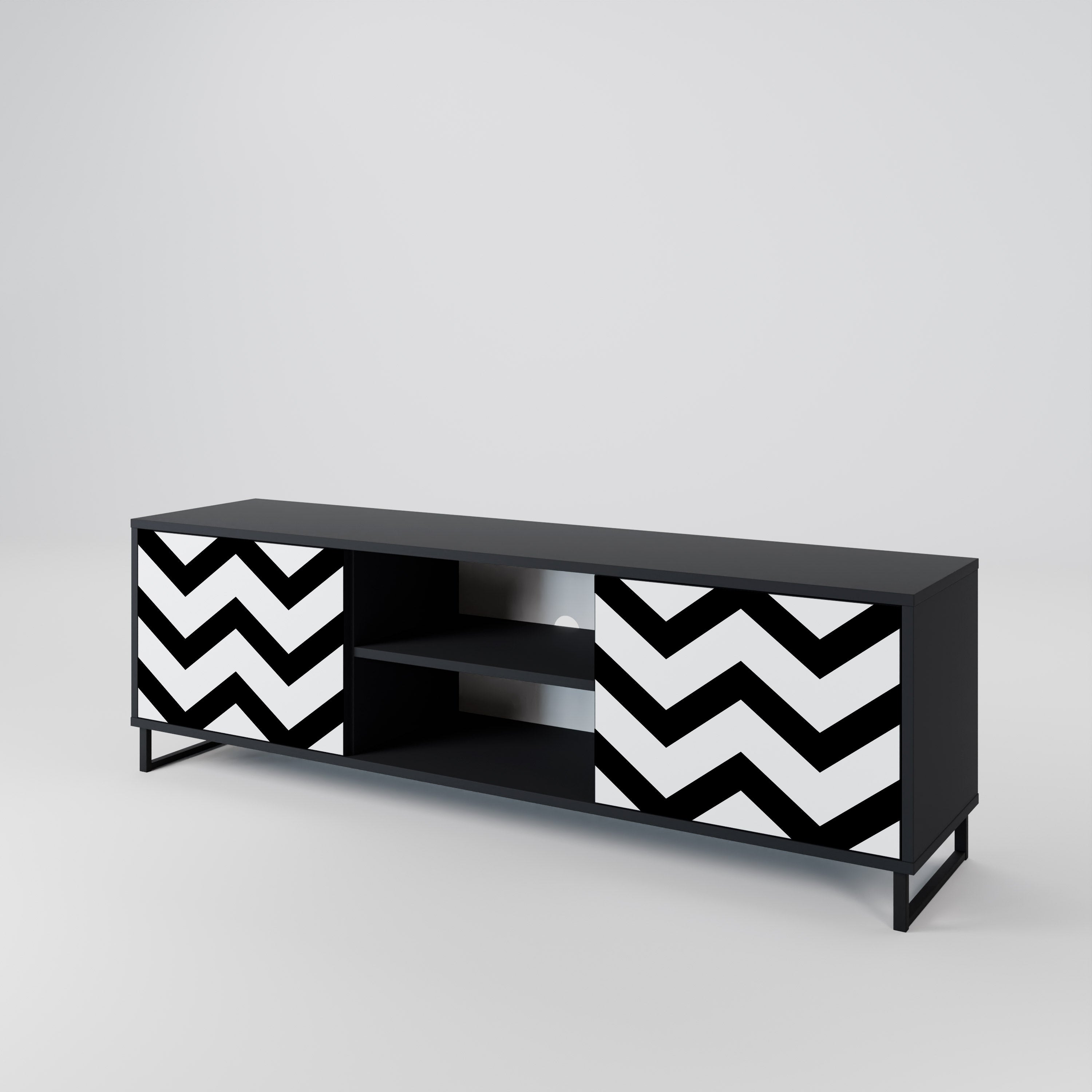 CLASSIC ZIG ZAG Szafka RTV 2-drzwiowa korpus Czarny