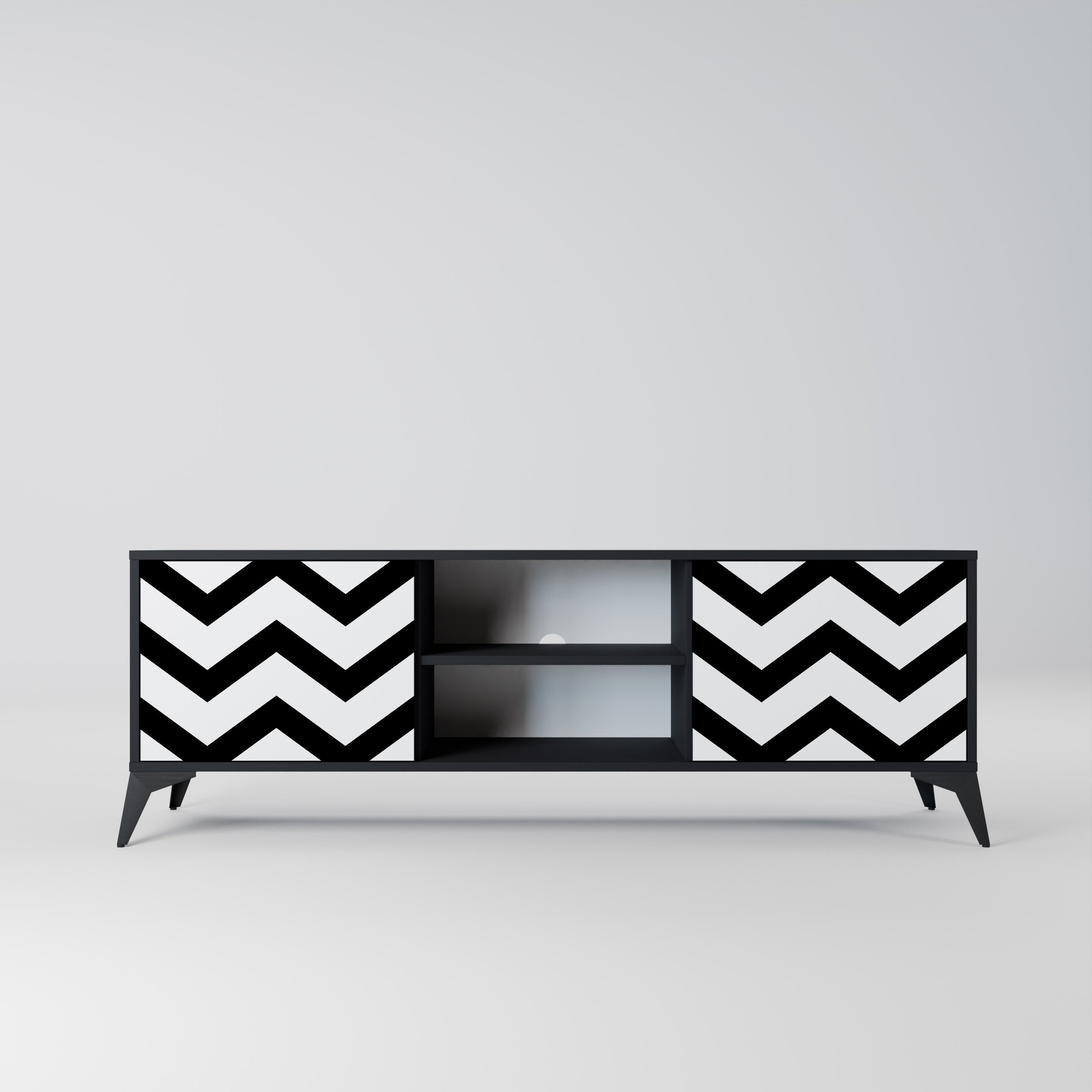 CLASSIC ZIG ZAG Szafka RTV 2-drzwiowa korpus Czarny