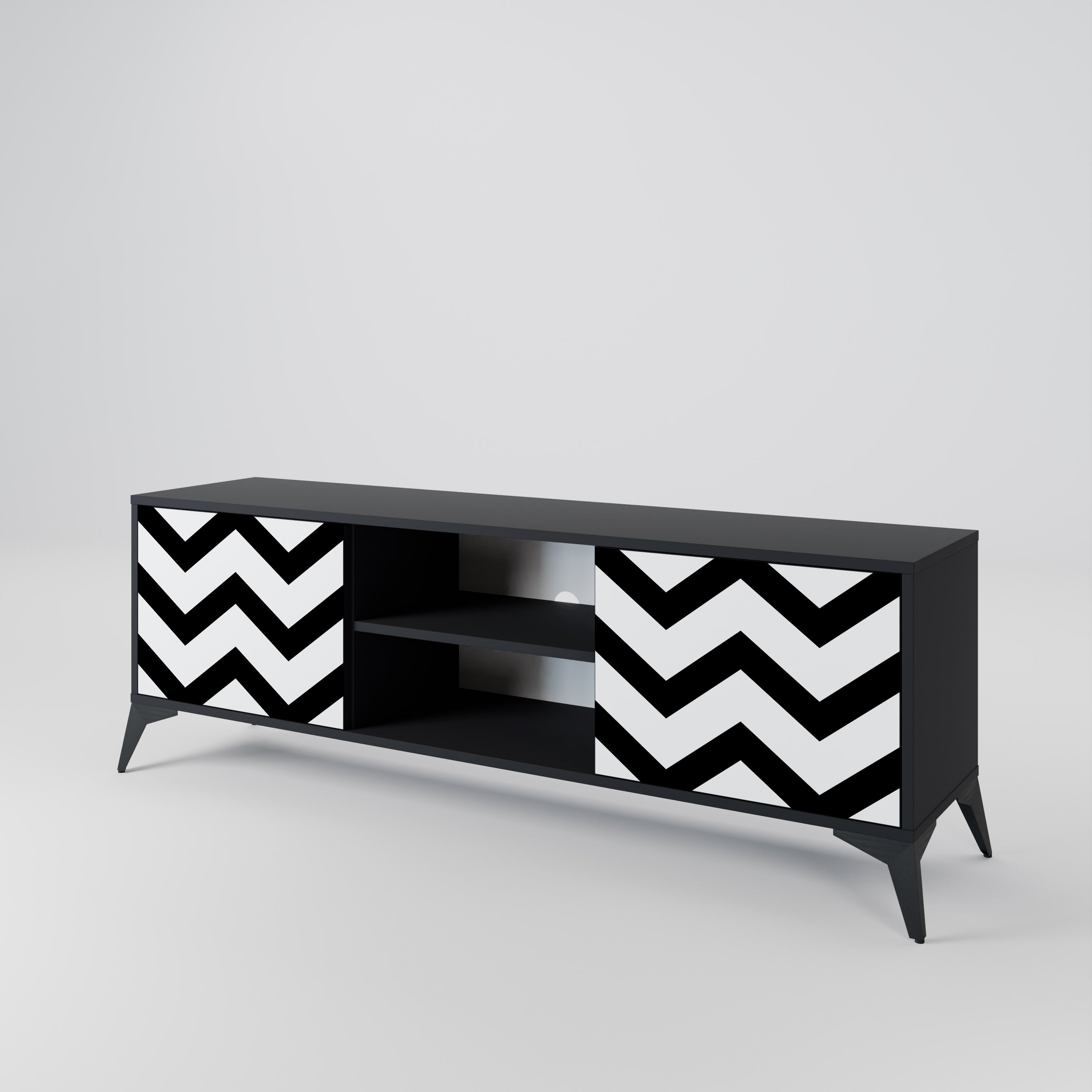 CLASSIC ZIG ZAG Szafka RTV 2-drzwiowa korpus Czarny