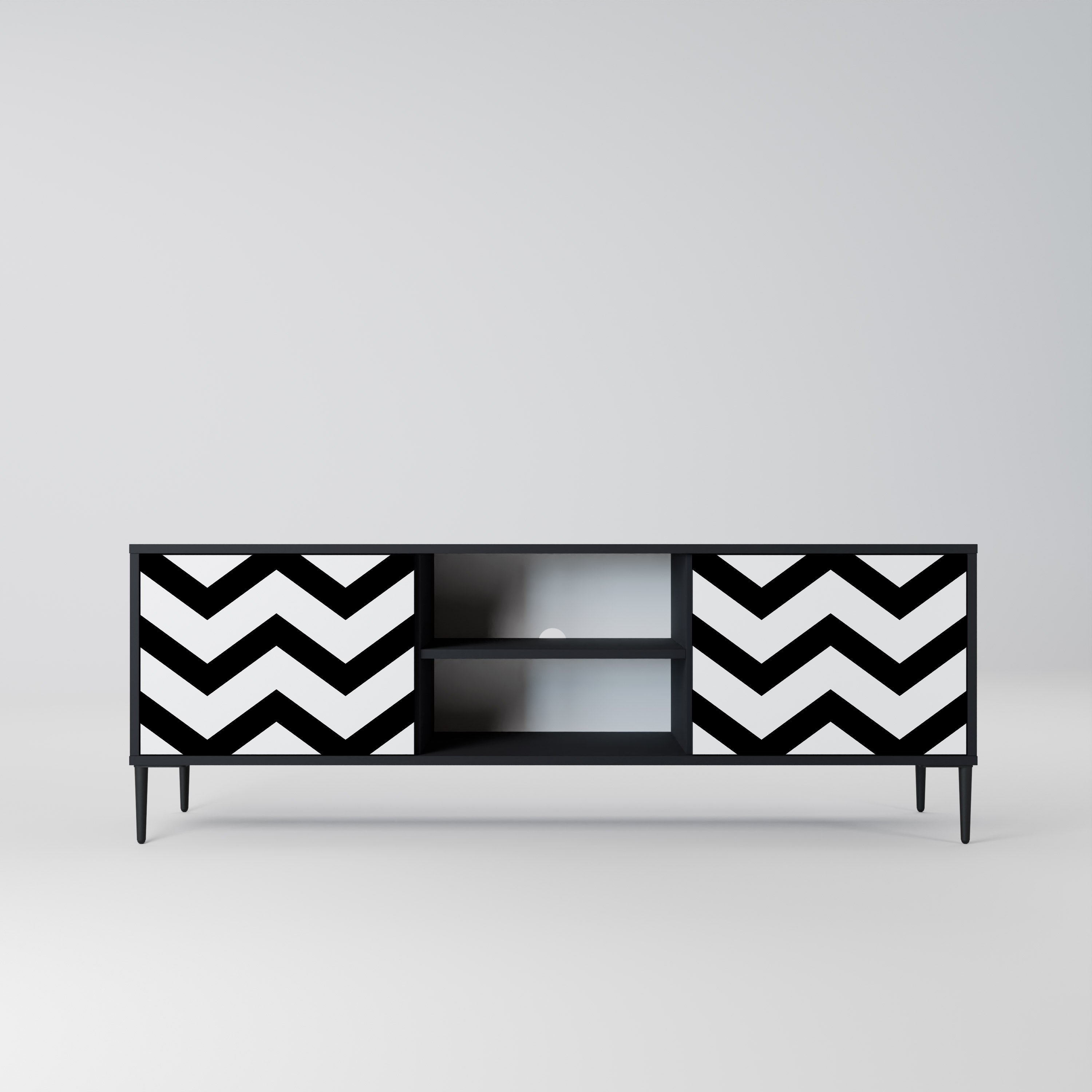 CLASSIC ZIG ZAG Szafka RTV 2-drzwiowa korpus Czarny