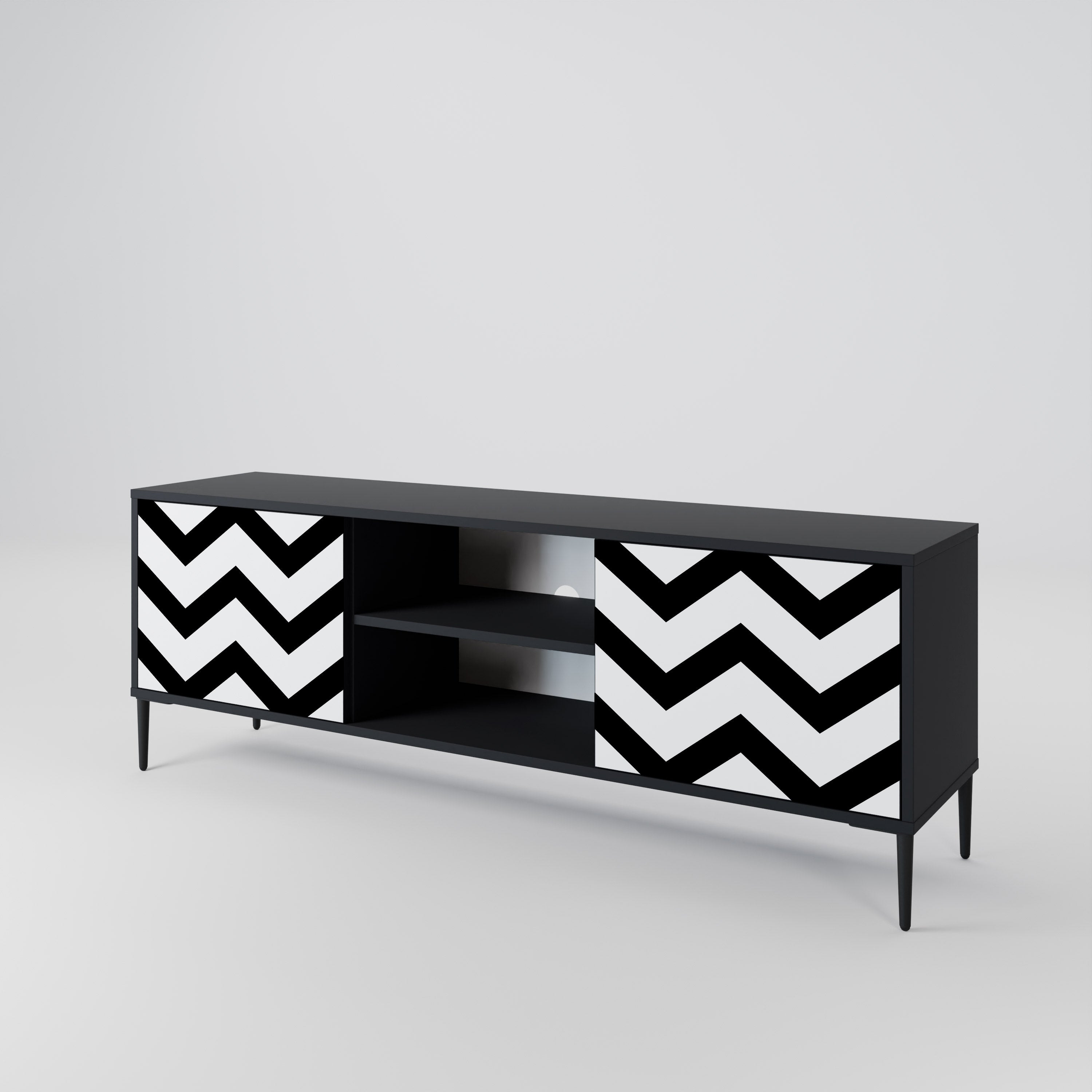 CLASSIC ZIG ZAG Szafka RTV 2-drzwiowa korpus Czarny