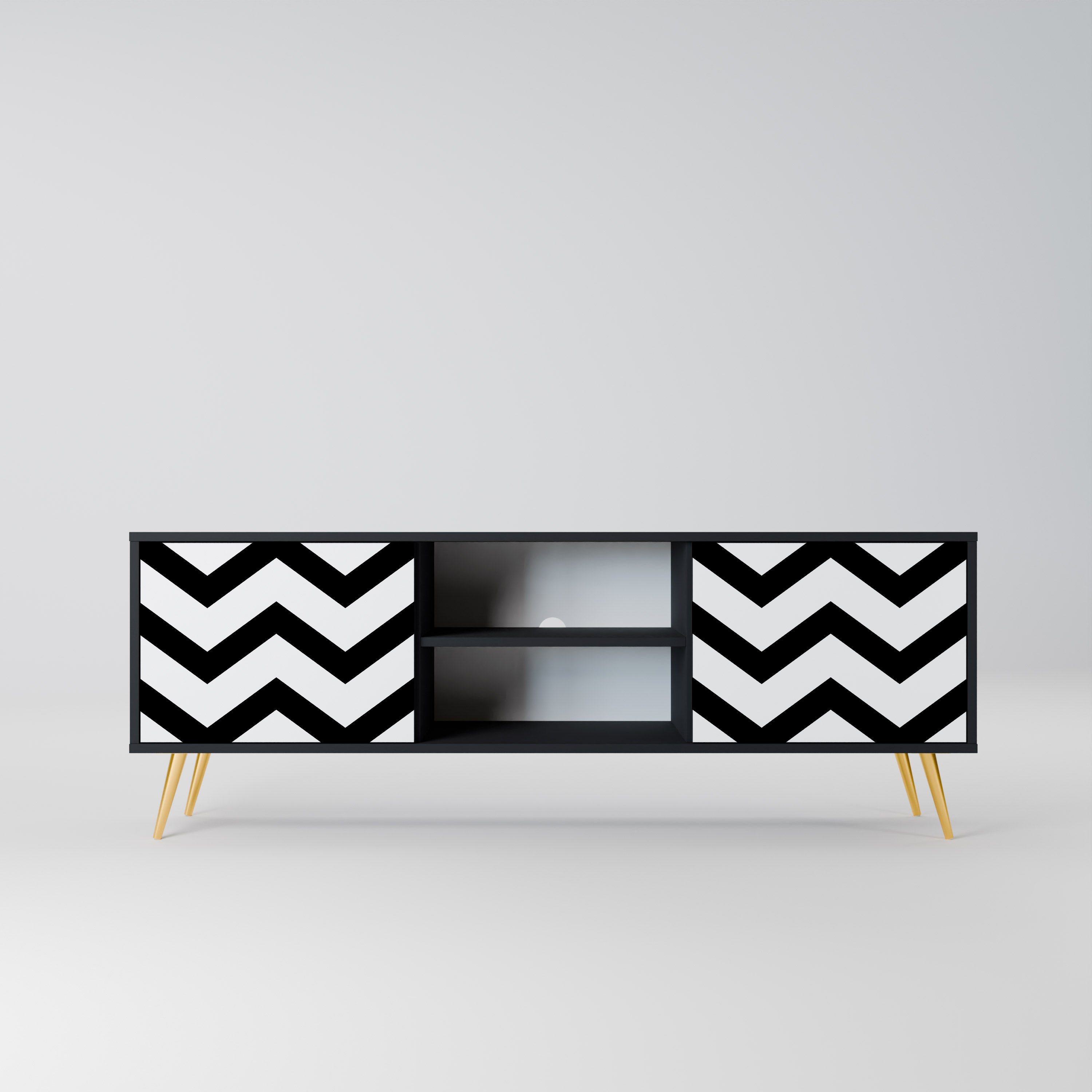 CLASSIC ZIG ZAG Szafka RTV 2-drzwiowa korpus Czarny