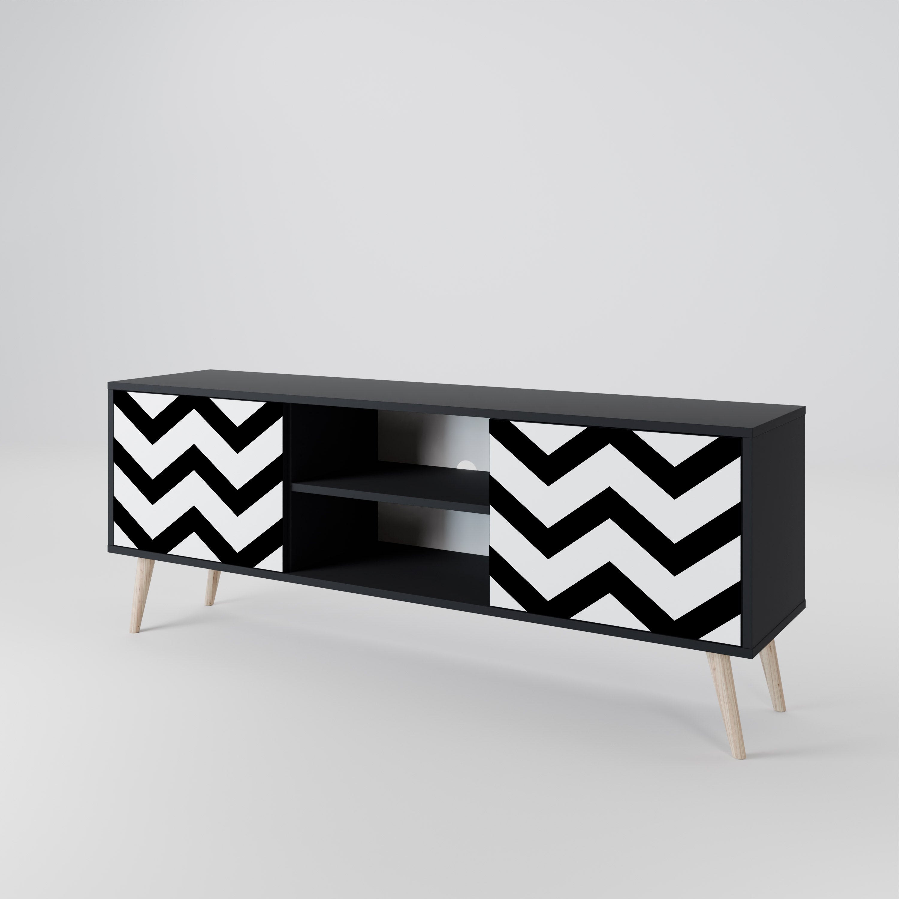 CLASSIC ZIG ZAG Szafka RTV 2-drzwiowa korpus Czarny