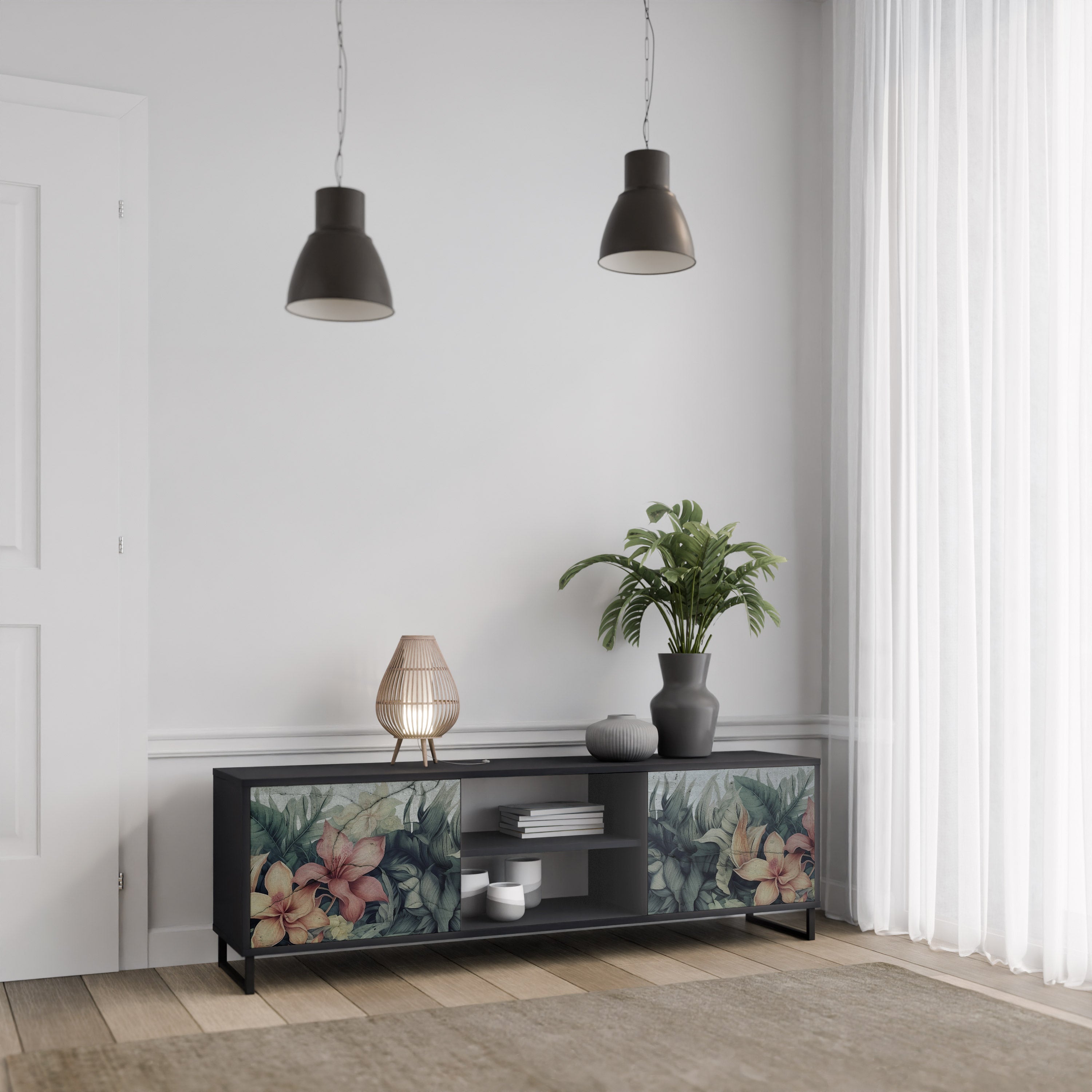 HEAVENLY BLOOM Szafka RTV 2-drzwiowa korpus Czarny