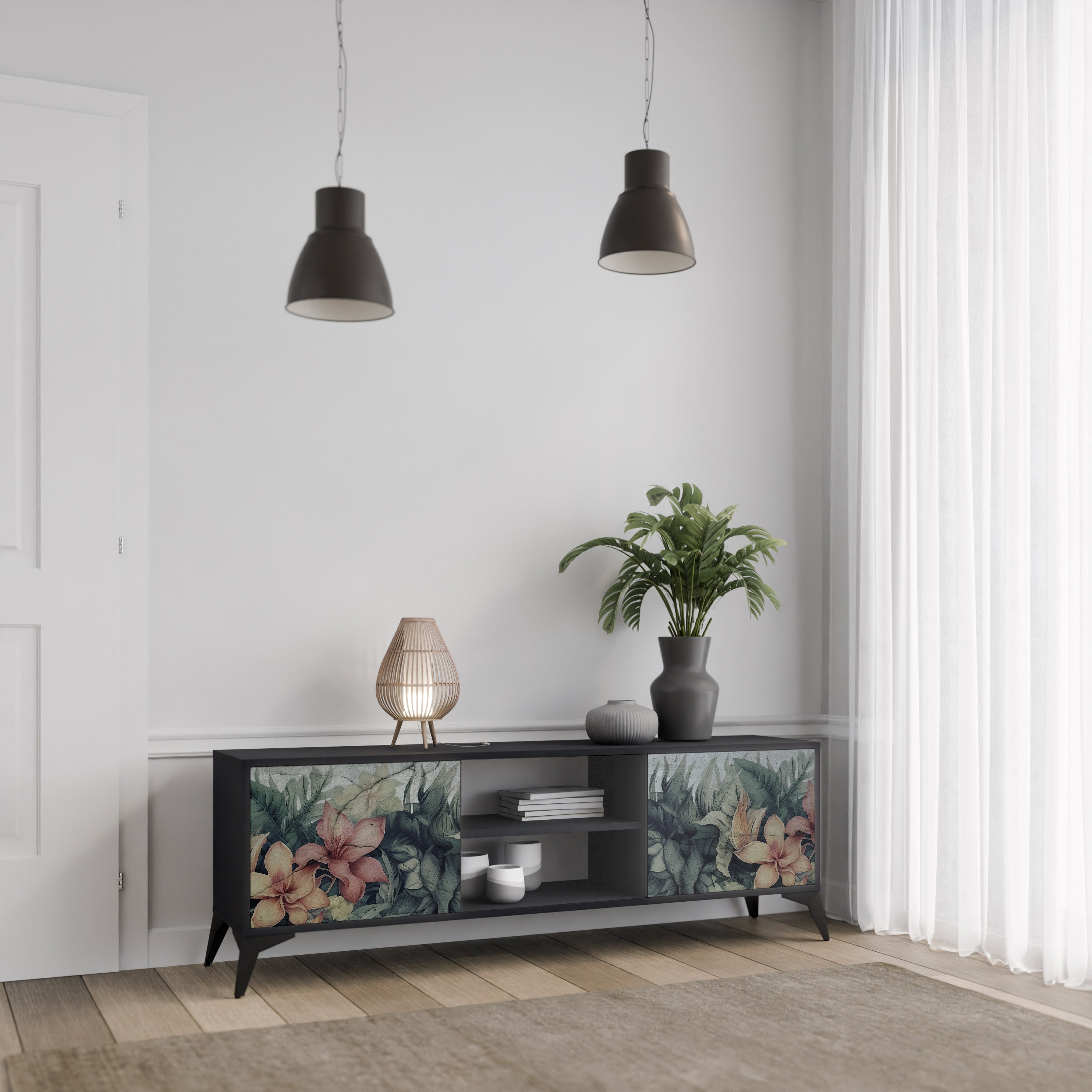 HEAVENLY BLOOM Szafka RTV 2-drzwiowa korpus Czarny